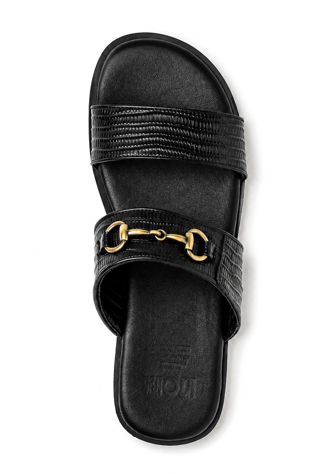 Men's Black Handmade Real Leather Snaffle Bit Open Toe Sandals Sartorial Shoes
