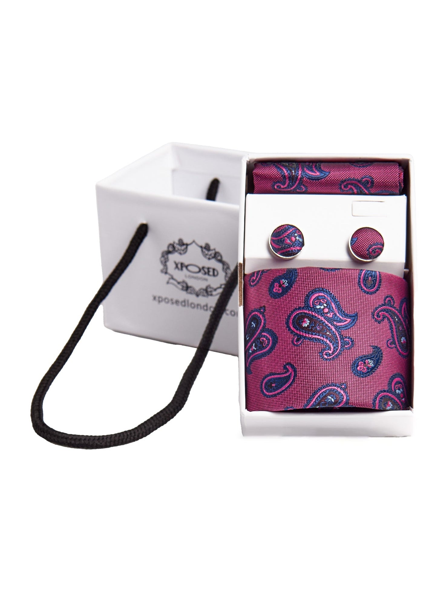BURNT PINK PAISLEY PRINT NECKTIE SET