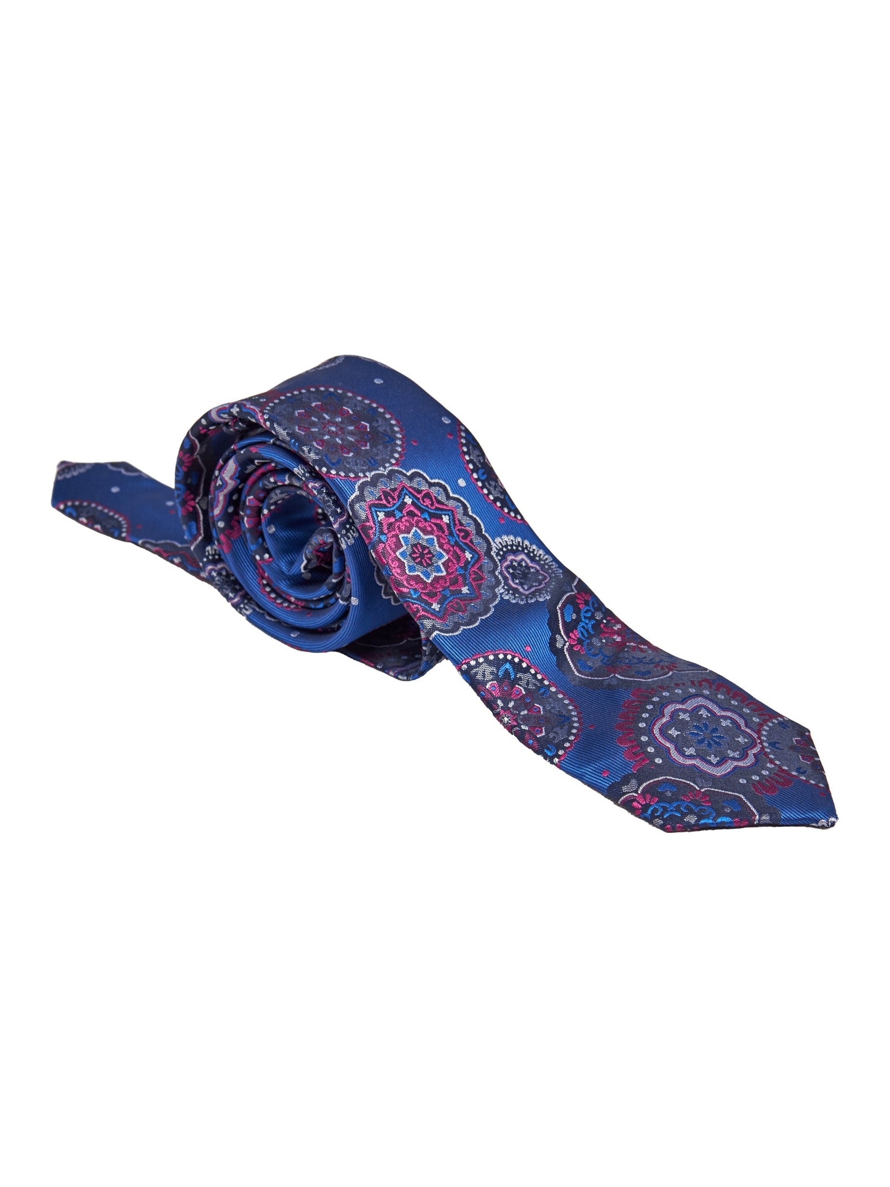BLUE FLORAL PAISLEY NECK TIE SET