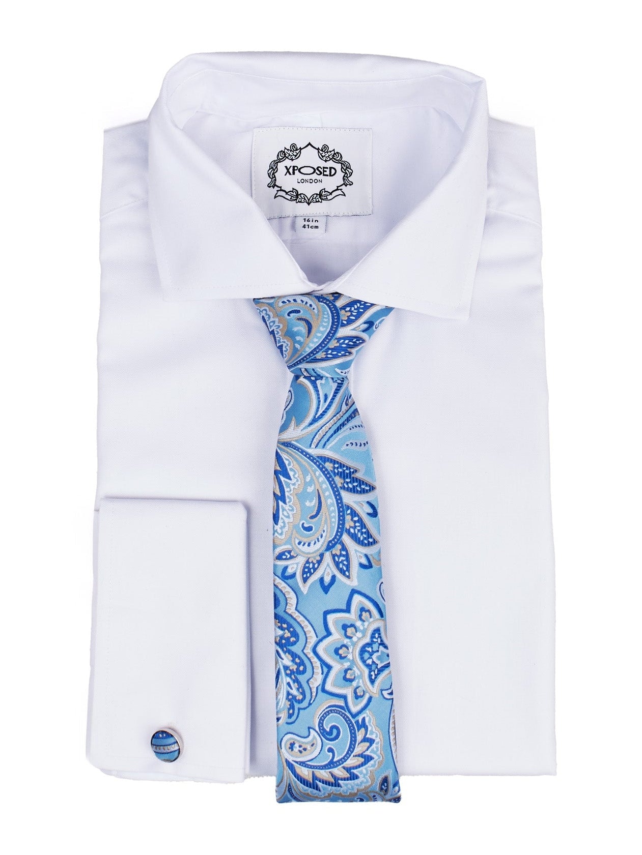 FROZEN BLUE FLORAL PAISLEY NECK TIE SET