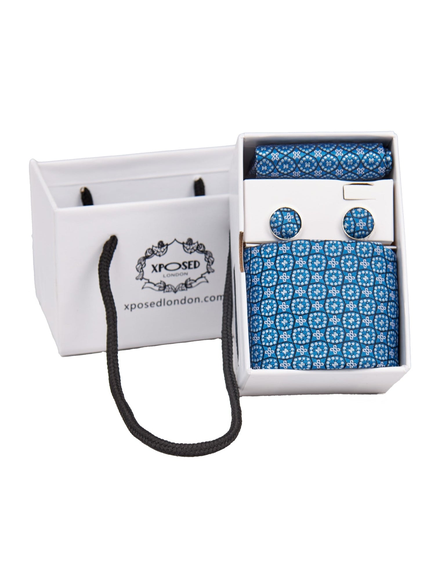 FROZEN BLUE MINI FLORAL NECK TIE SET