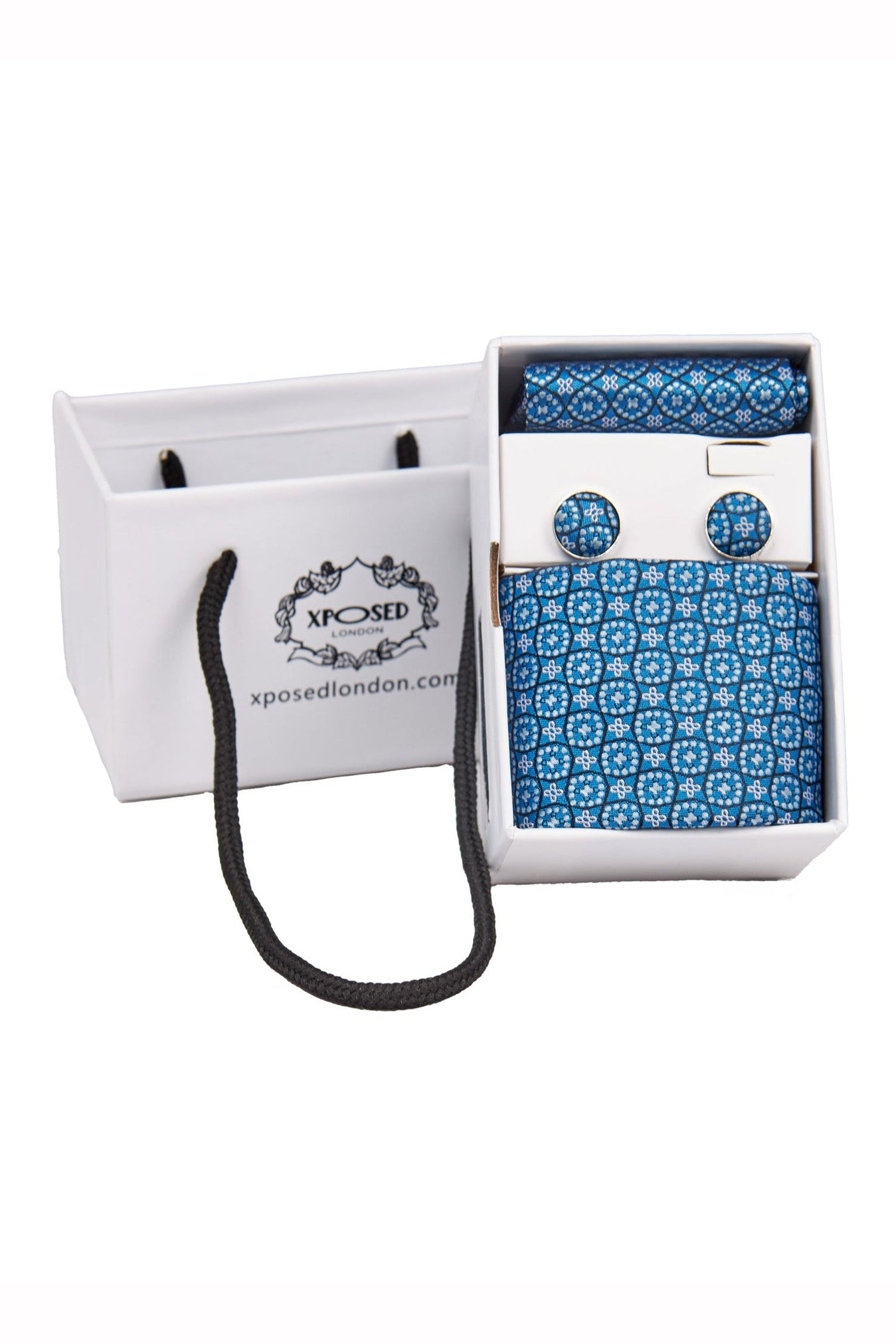 FROZEN BLUE MINI FLORAL NECK TIE SET