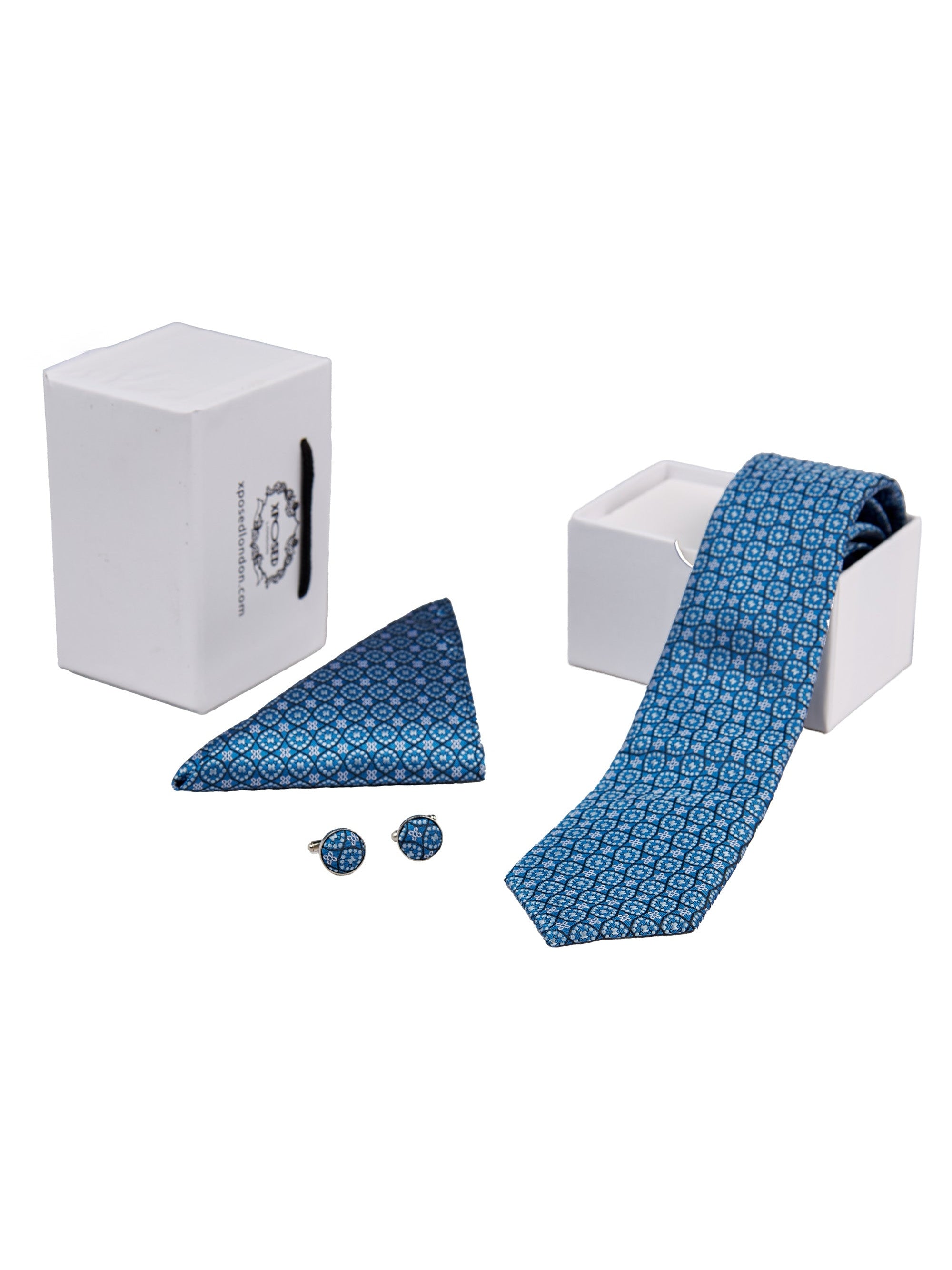 FROZEN BLUE MINI FLORAL NECK TIE SET