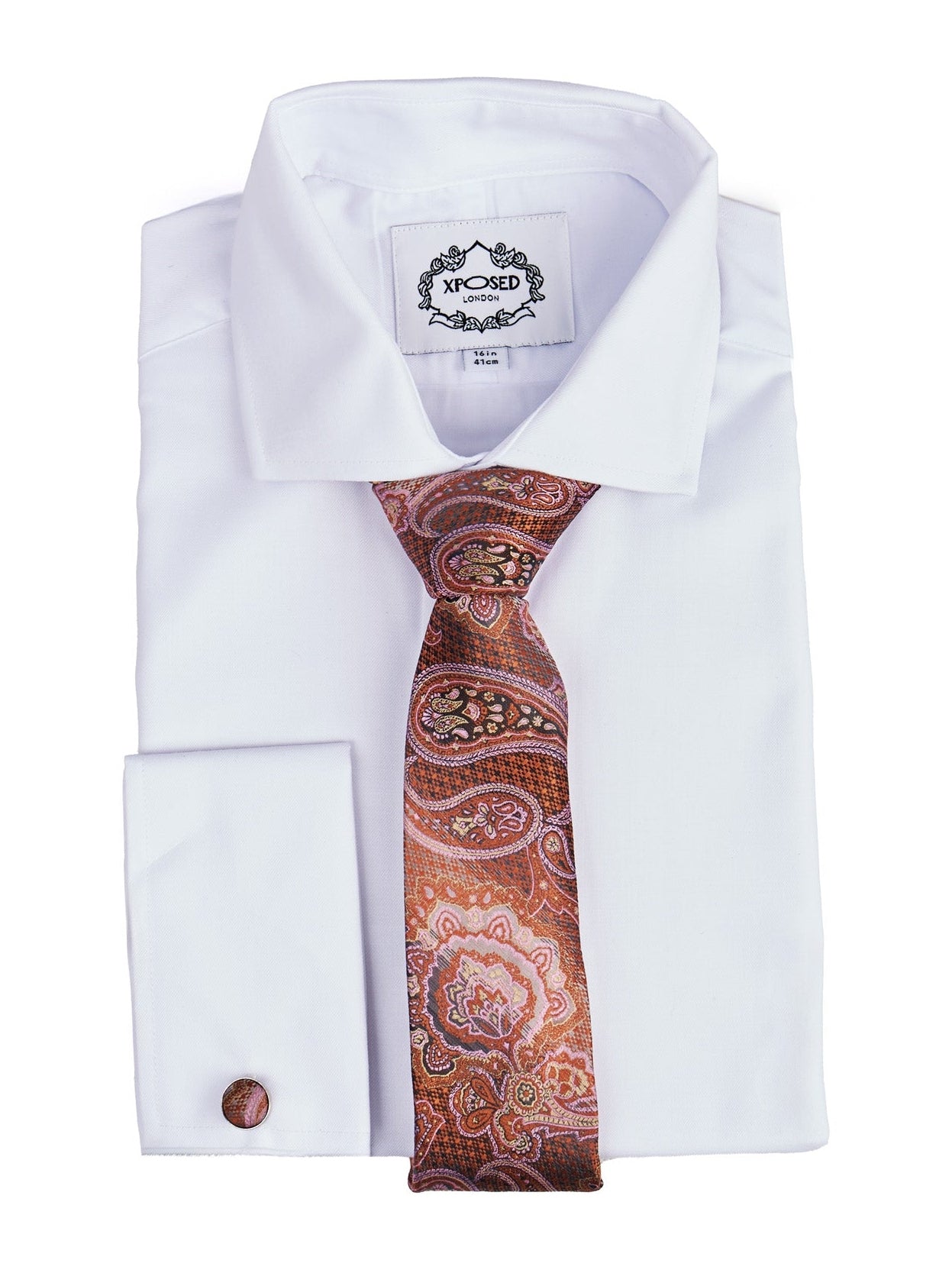 BURNT ORANGE PAISLEY PRINT NECK TIE SET