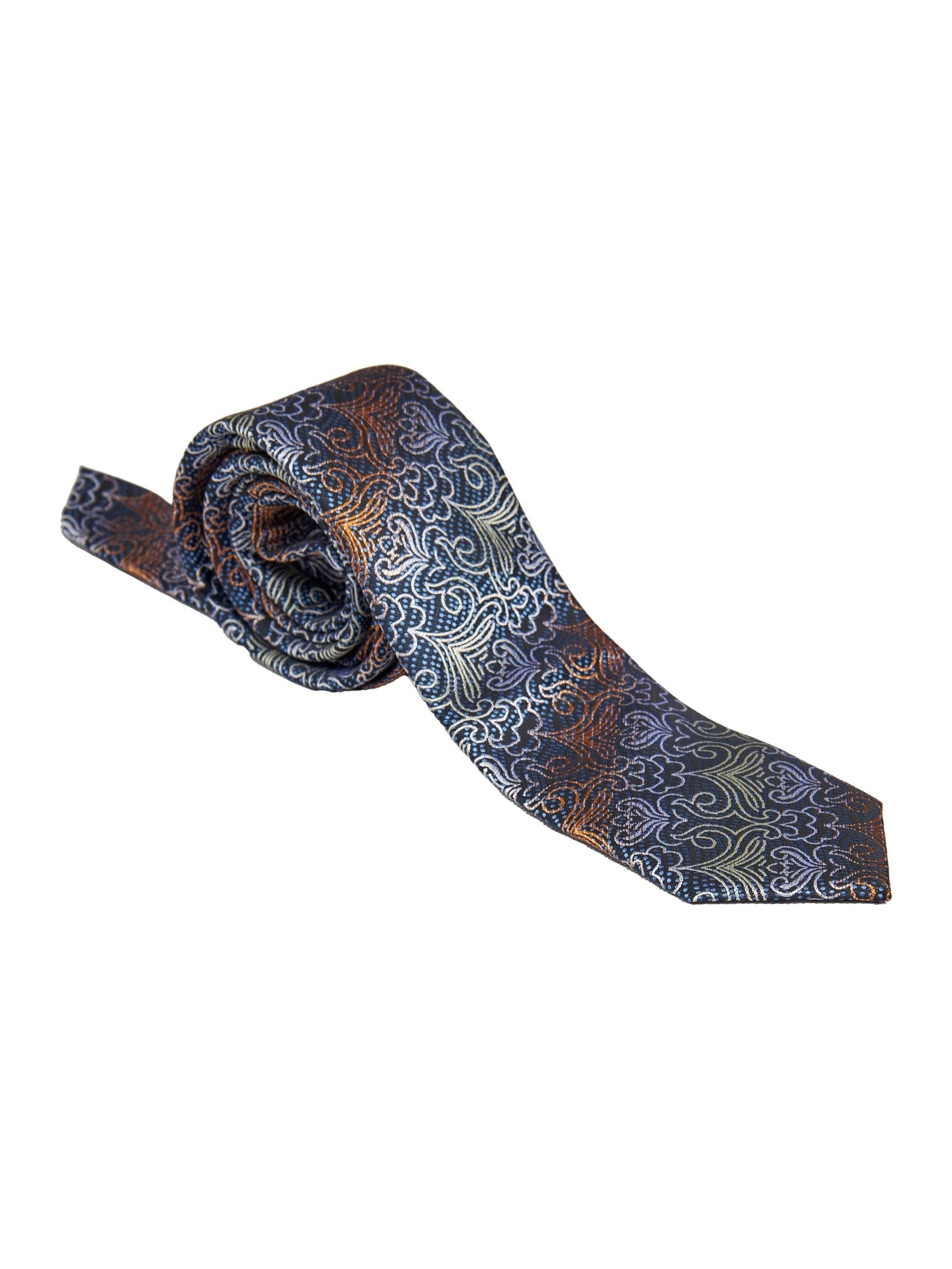 TEAL BLUE FLORAL PAISLEY NECK TIE SET