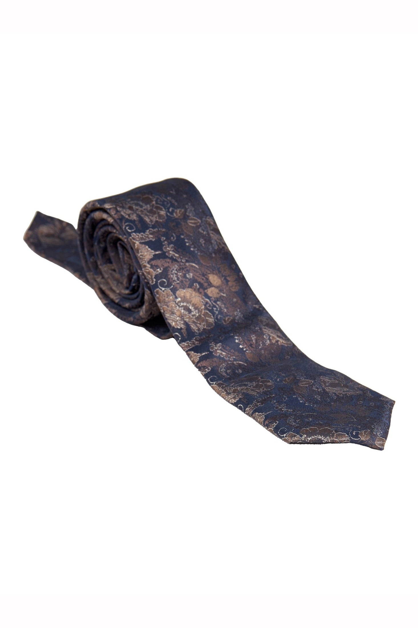 BROWN FLORAL FOLIAGE PRINT NECK TIE SET