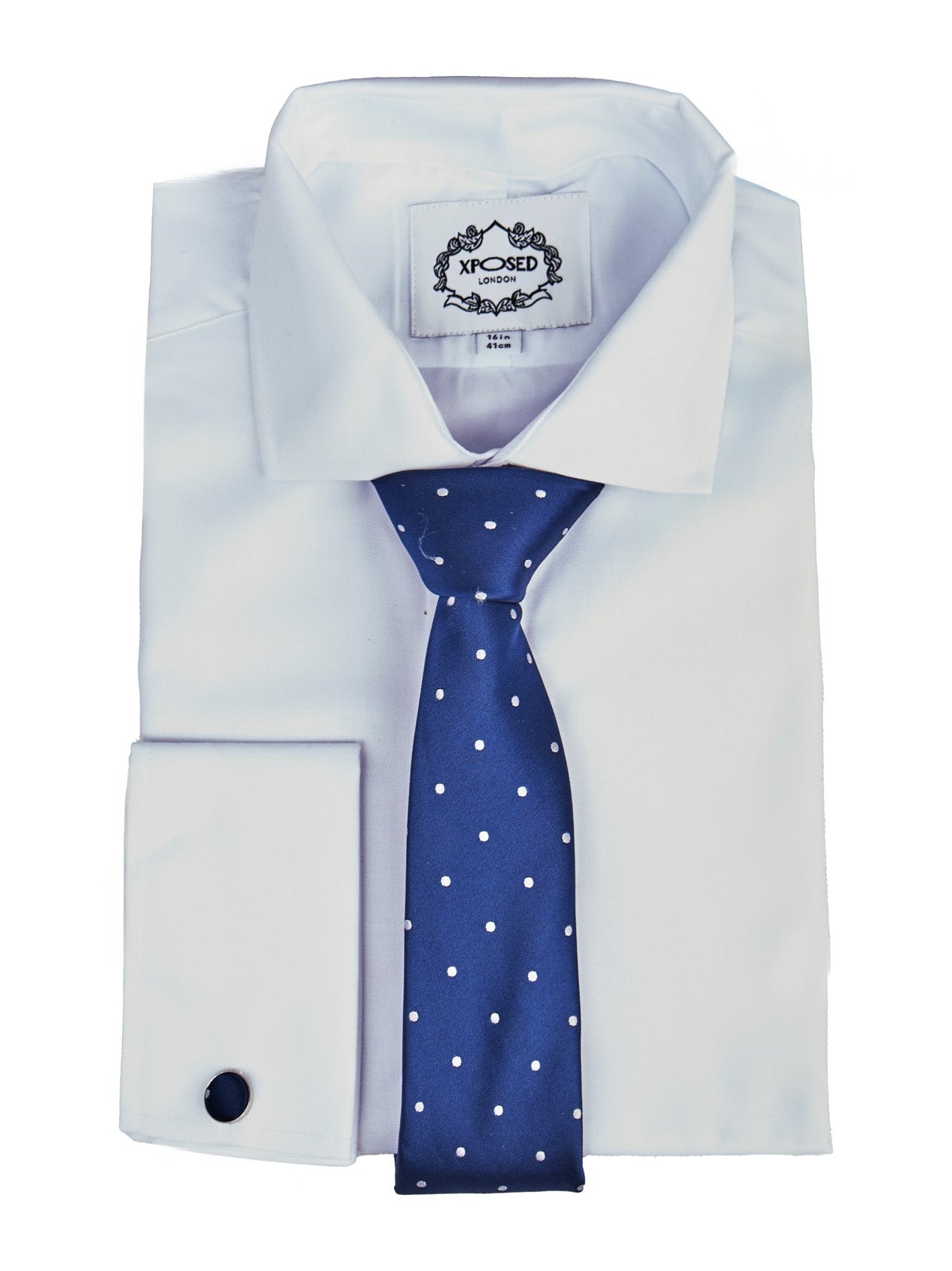 NAVY POLKA DOT NECK TIE SET