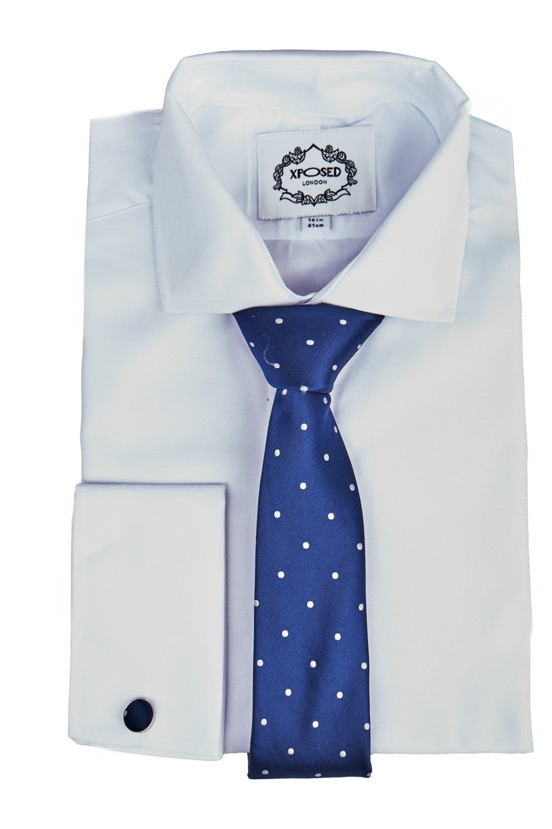 NAVY POLKA DOT NECK TIE SET