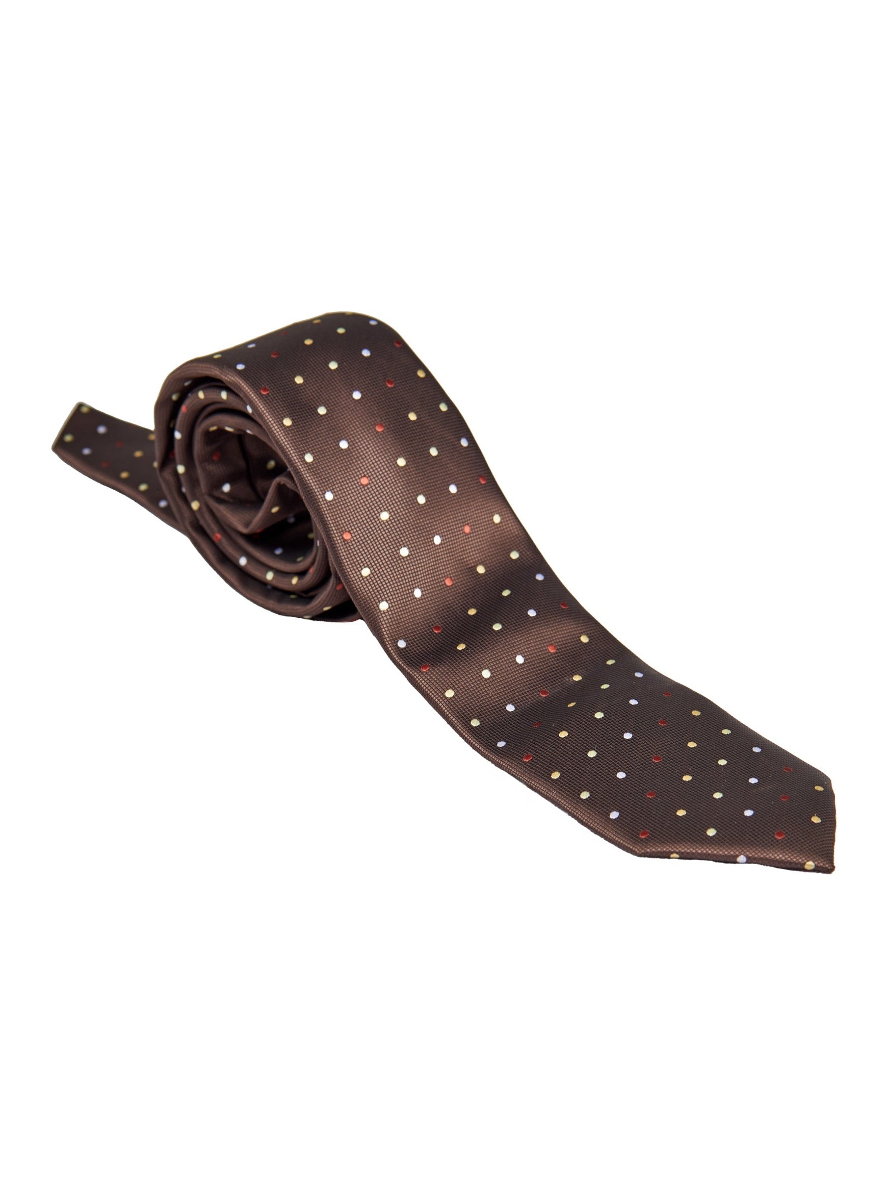 BROWN POLKA DOT NECK TIE SET