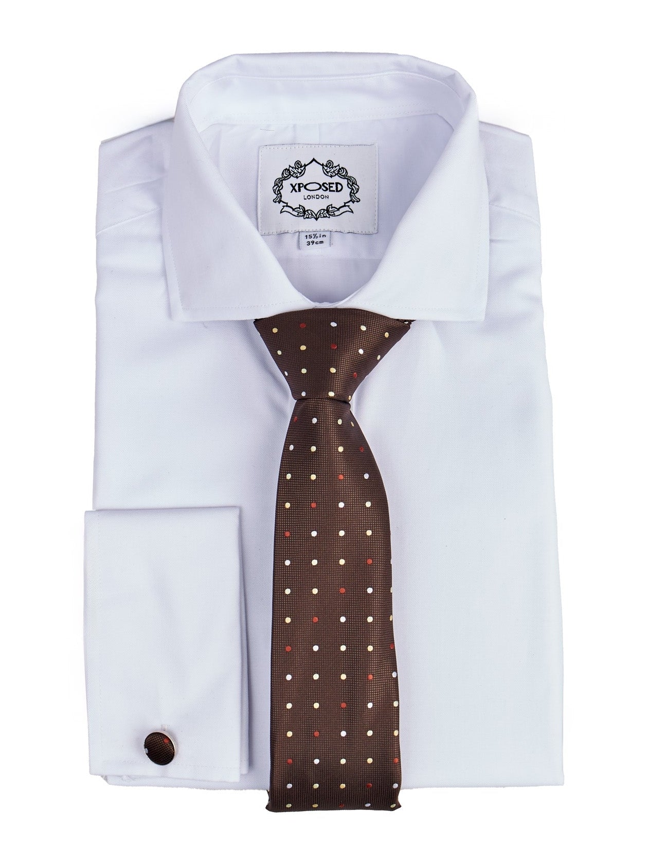 BROWN POLKA DOT NECK TIE SET