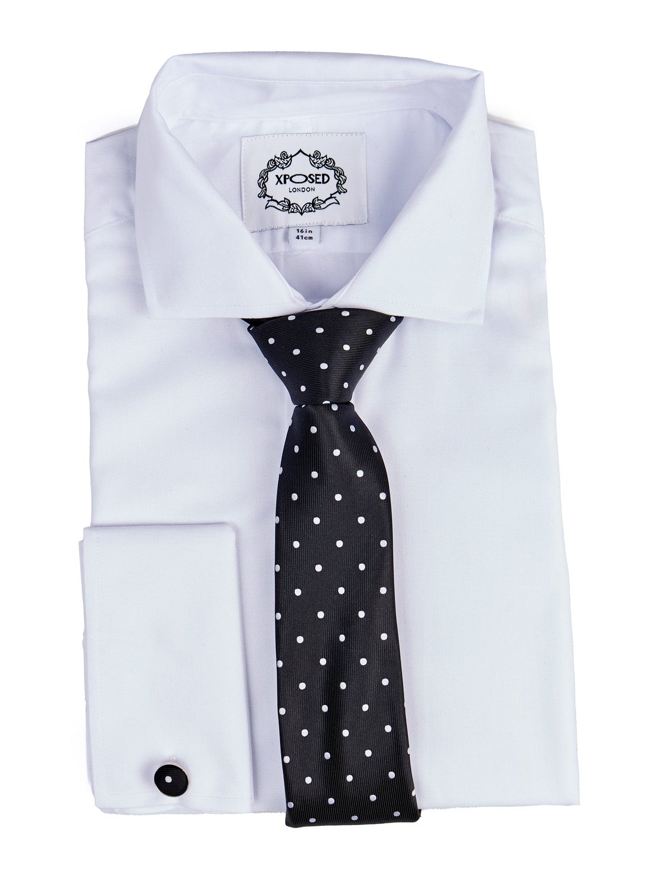 BLACK POLKA DOT NECK TIE SET