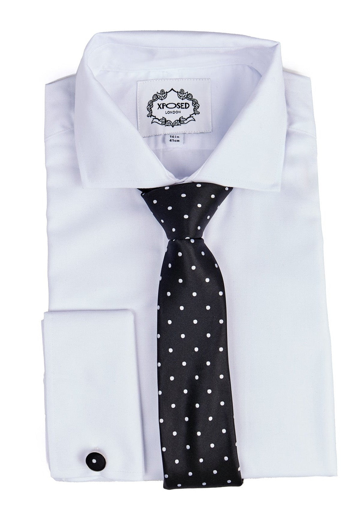 BLACK POLKA DOT NECK TIE SET