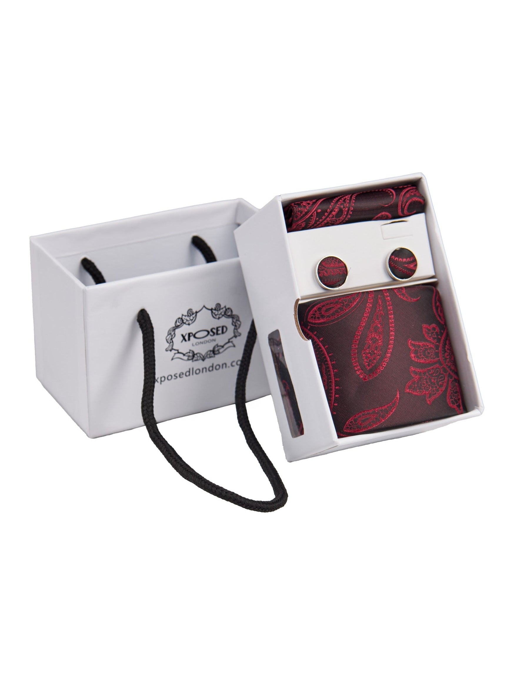 MAROON PAISLEY PRINT NECKTIE SET