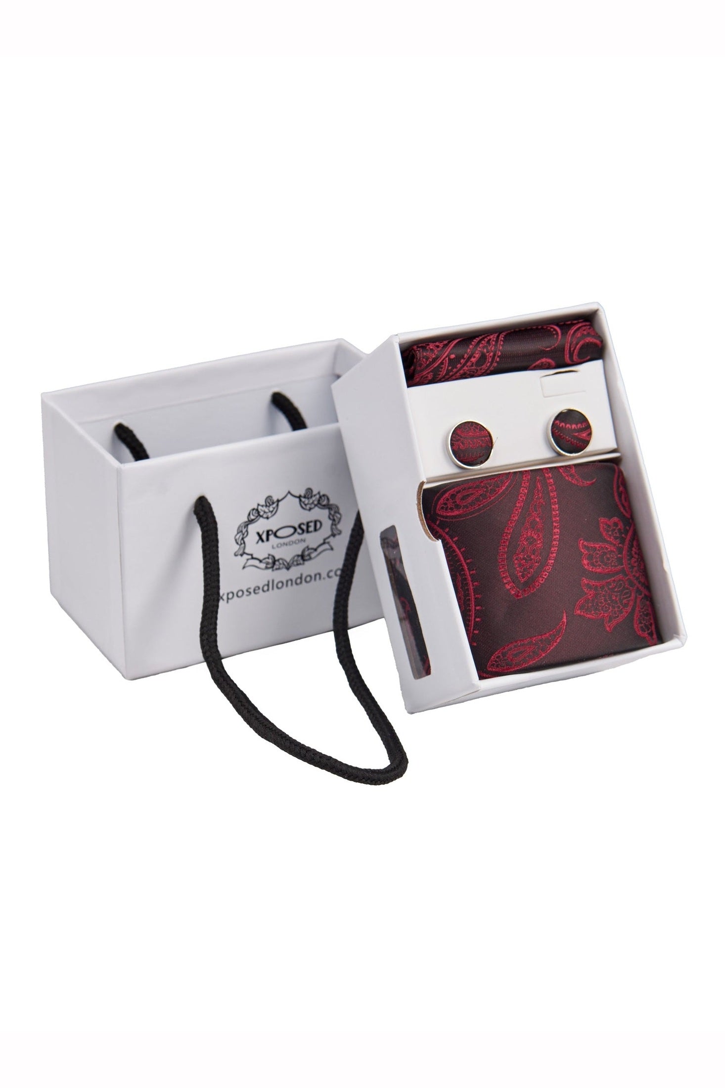 MAROON PAISLEY PRINT NECKTIE SET