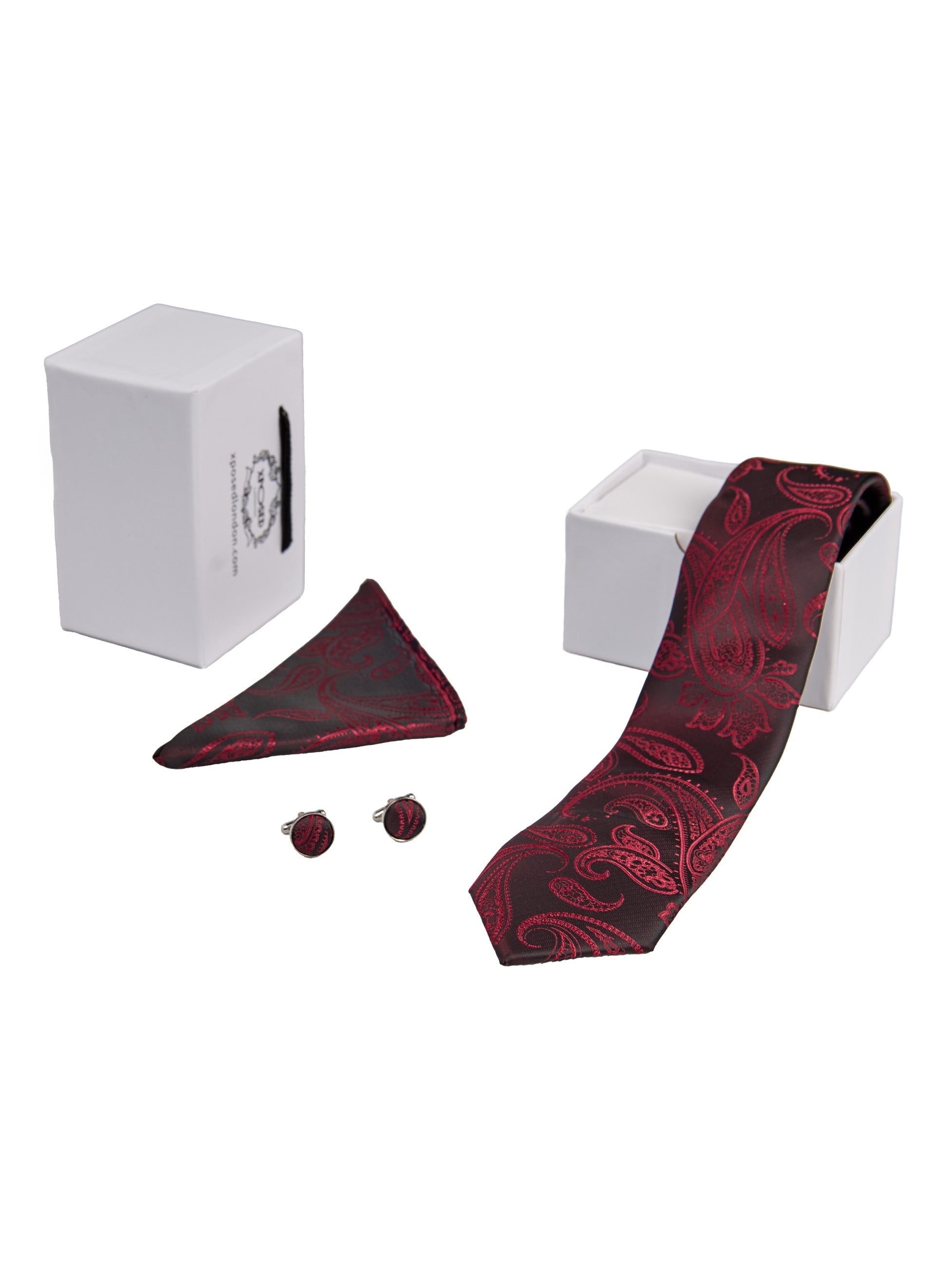 MAROON PAISLEY PRINT NECKTIE SET