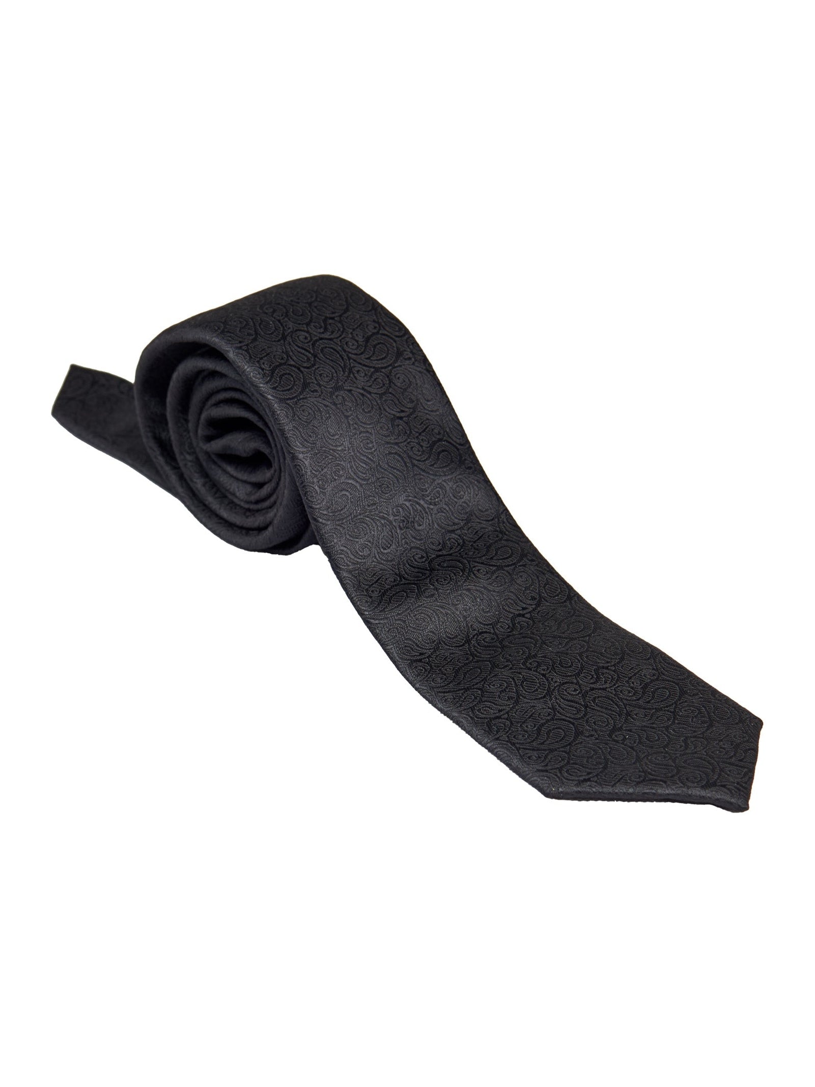 BLACK PAISLEY NECK TIE SET