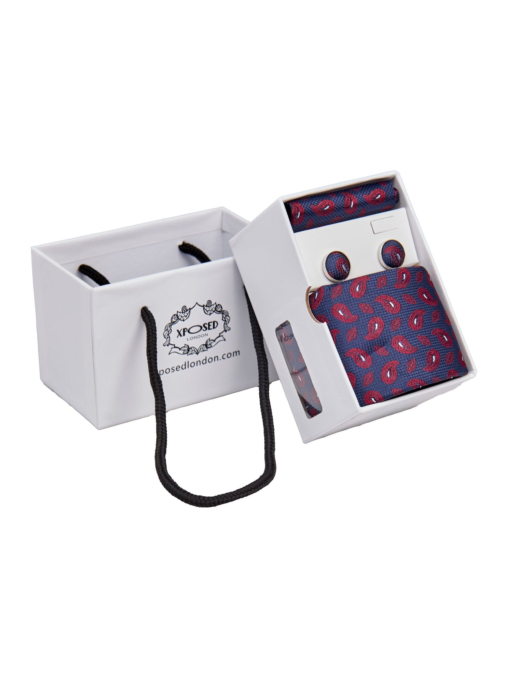 NAVY PAISLEY PRINT NECKTIE SET