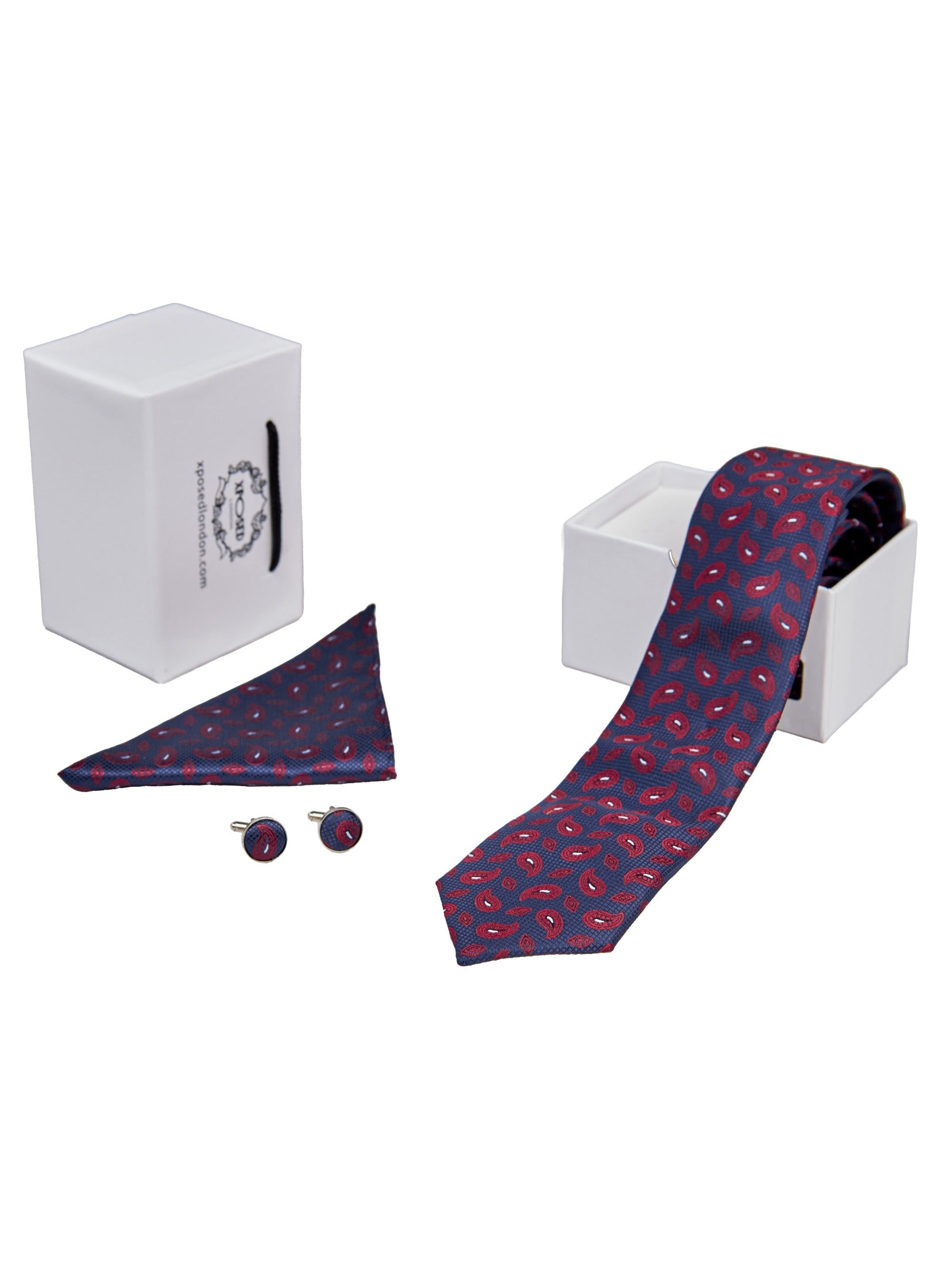 NAVY PAISLEY PRINT NECKTIE SET