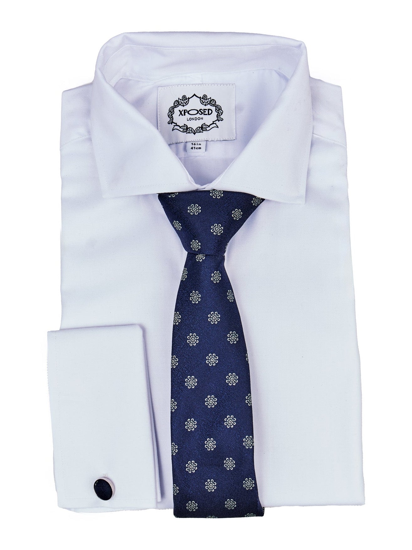 NAVY MINI FLORAL NECK TIE SET