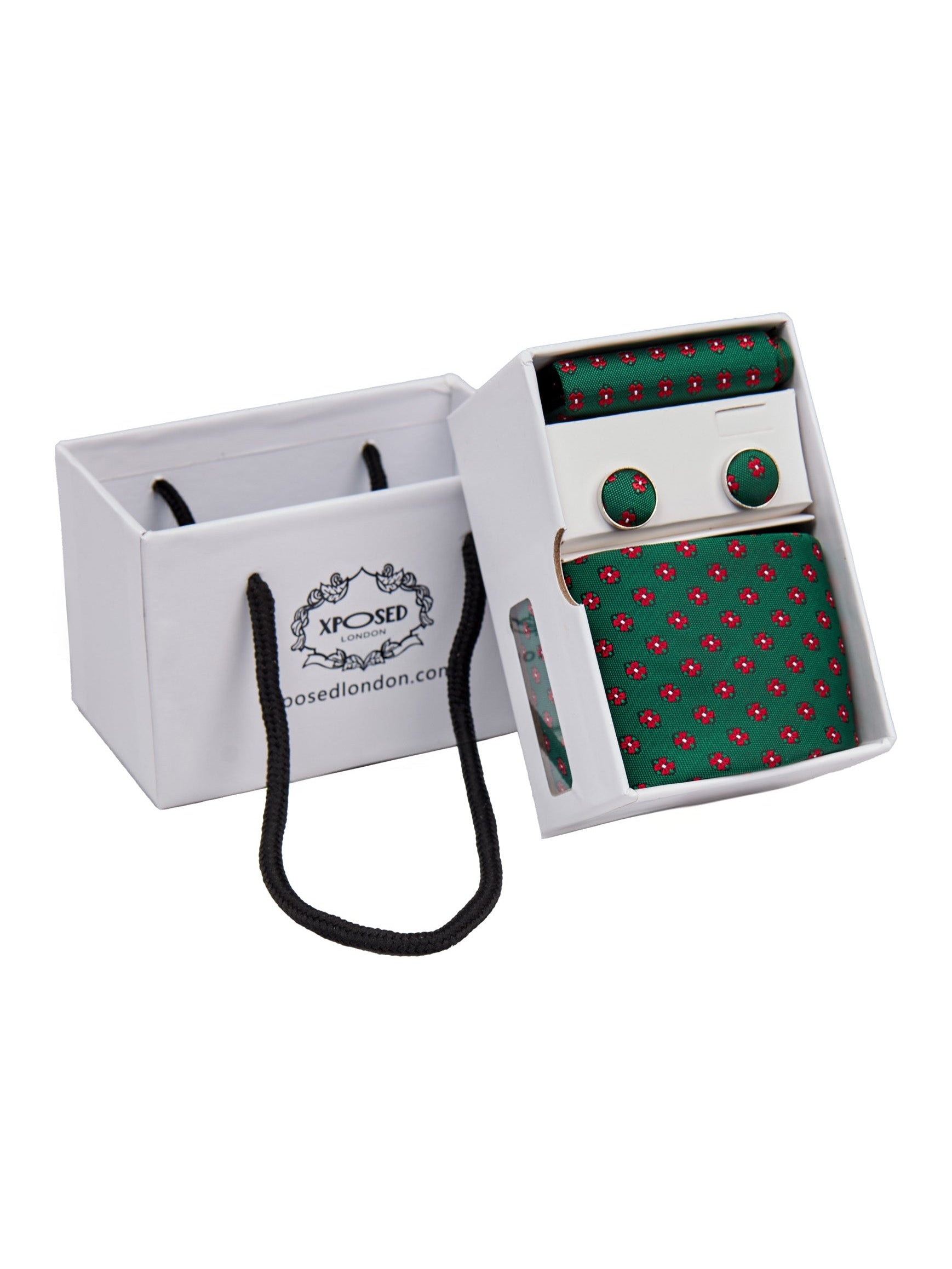 GREEN MINI FLORAL NECK TIE SET