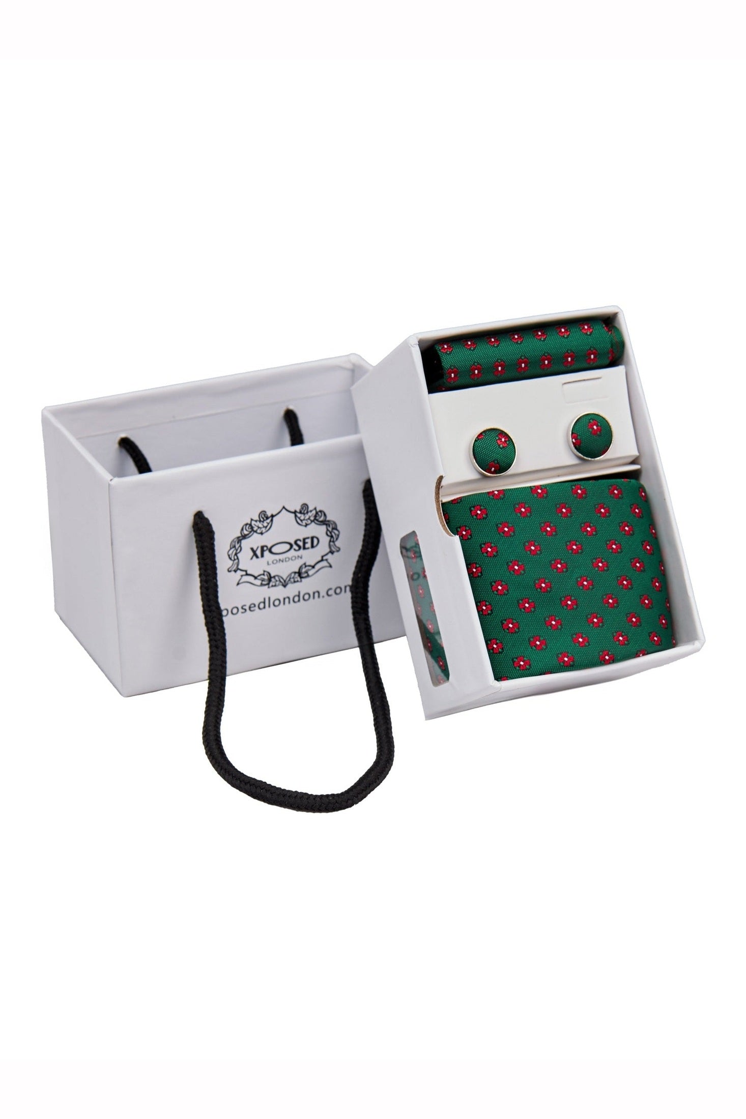 GREEN MINI FLORAL NECK TIE SET