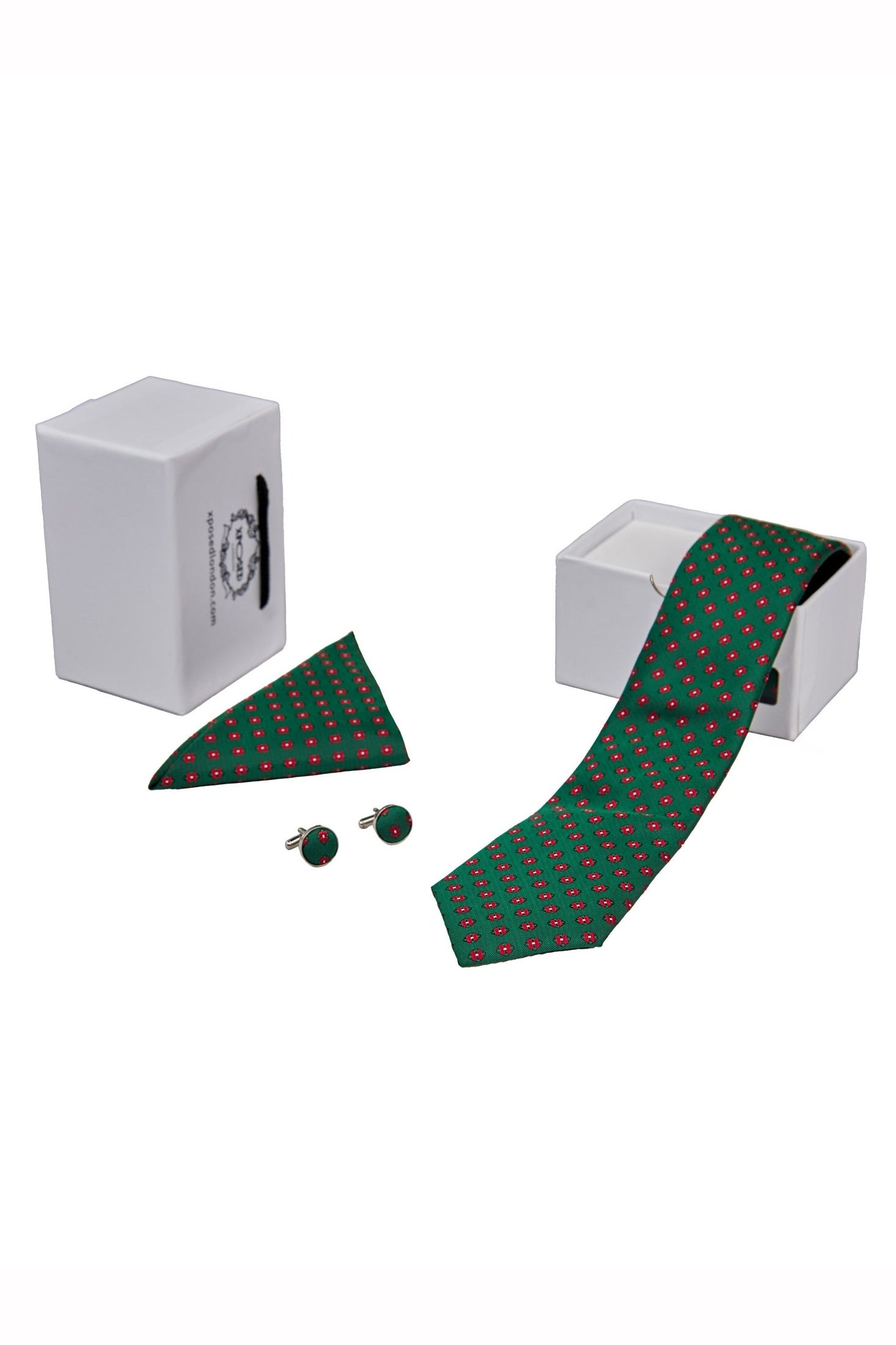 GREEN MINI FLORAL NECK TIE SET