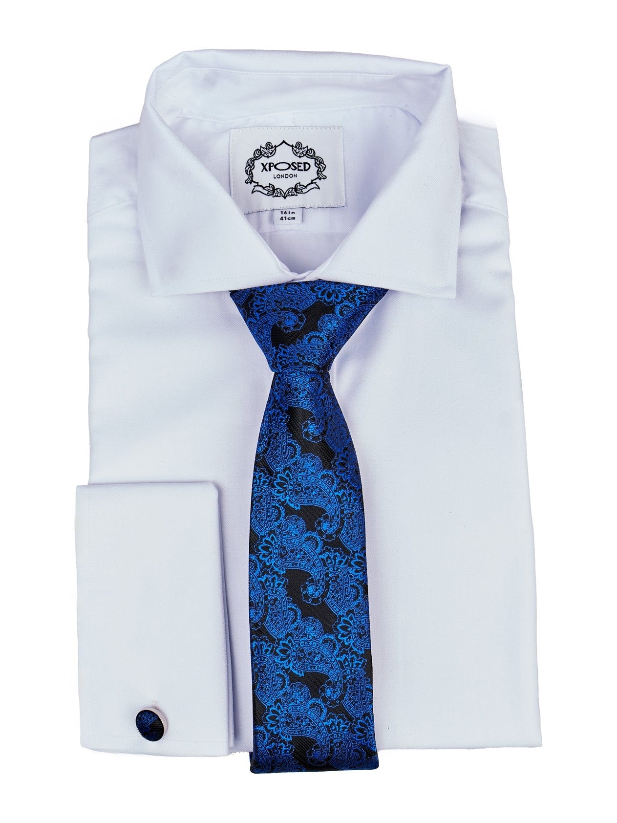 BLACK BLUE FLORAL PAISLEY NECK TIE SET