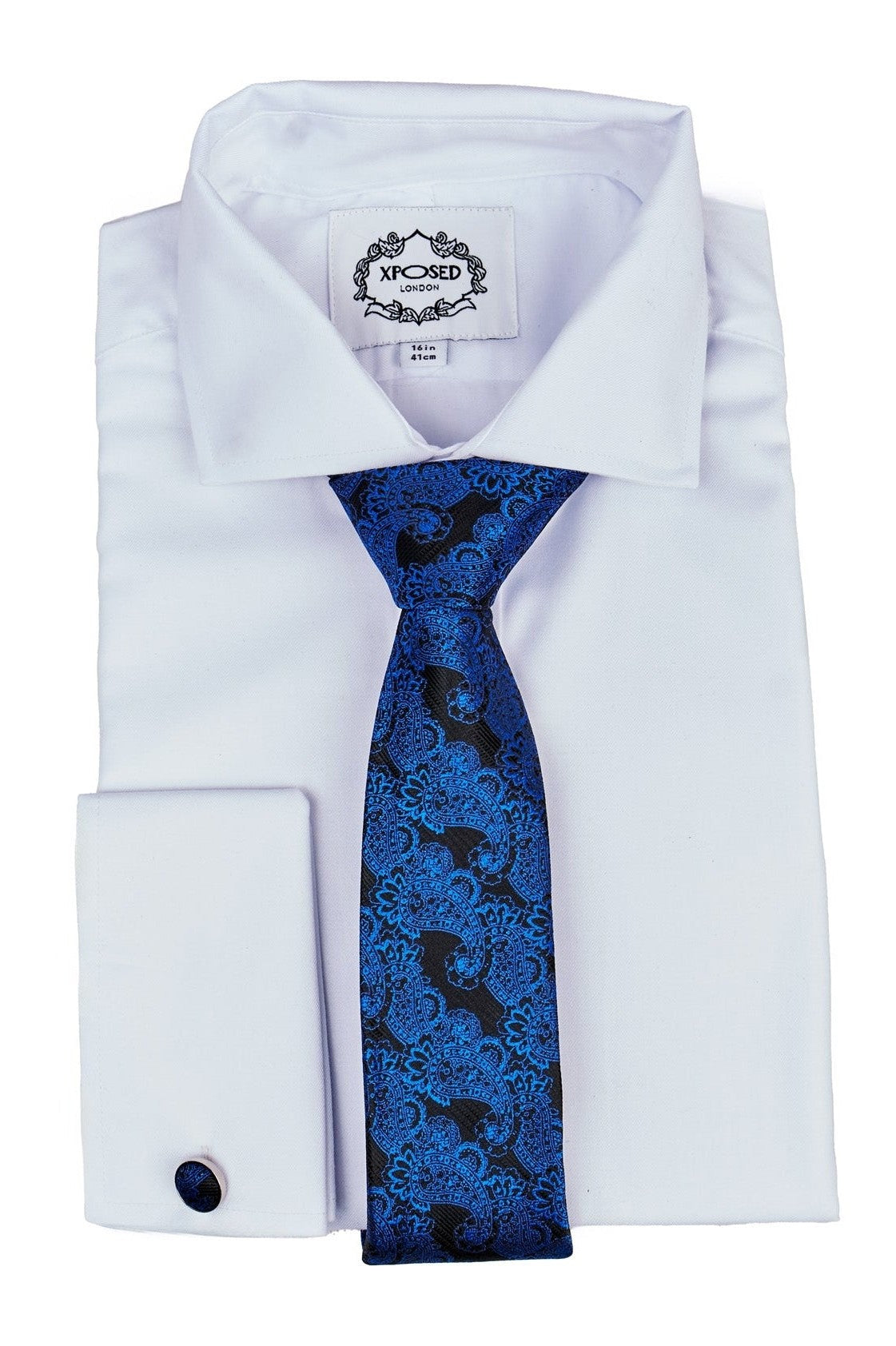 BLACK BLUE FLORAL PAISLEY NECK TIE SET