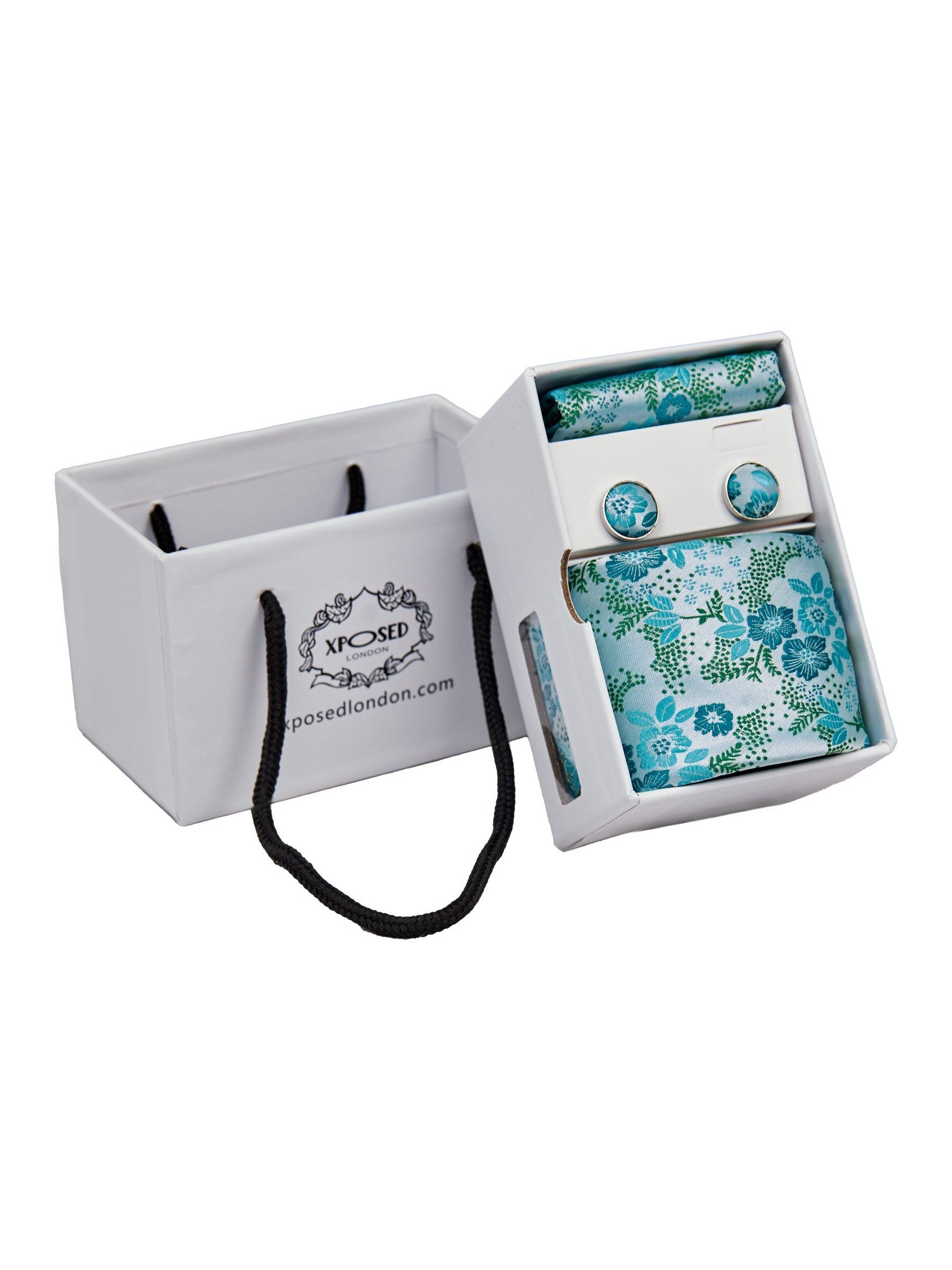 FROZEN BLUE FLORAL PRINT NECK TIE SET