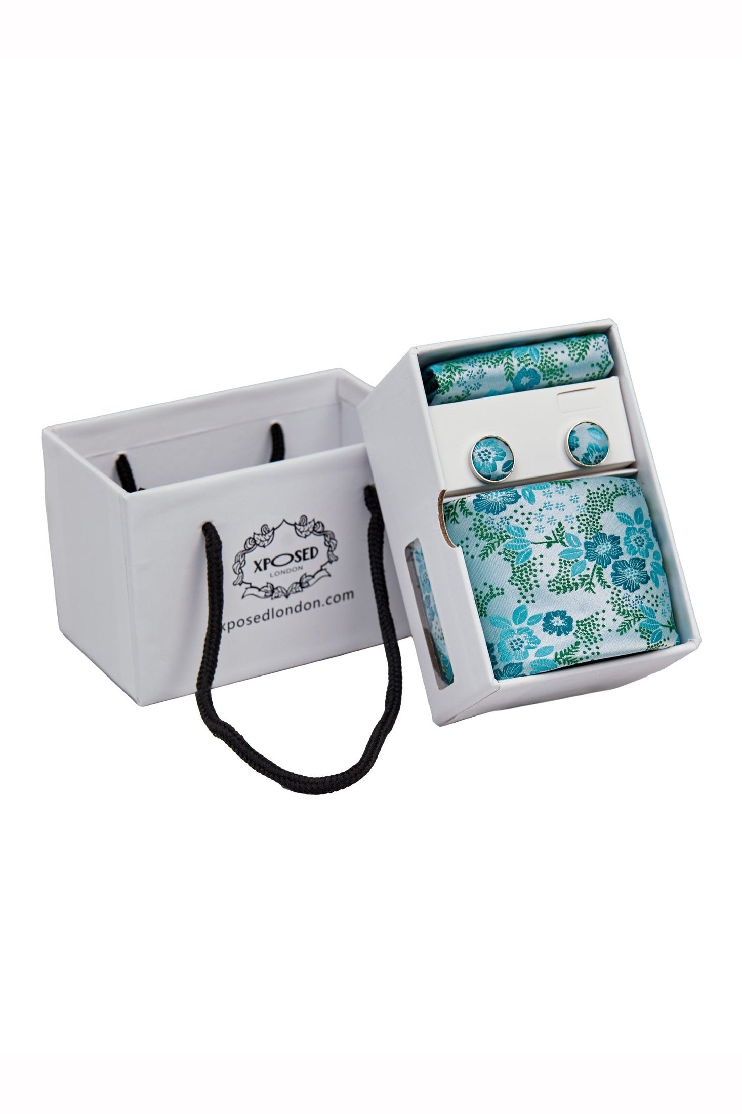 FROZEN BLUE FLORAL PRINT NECK TIE SET