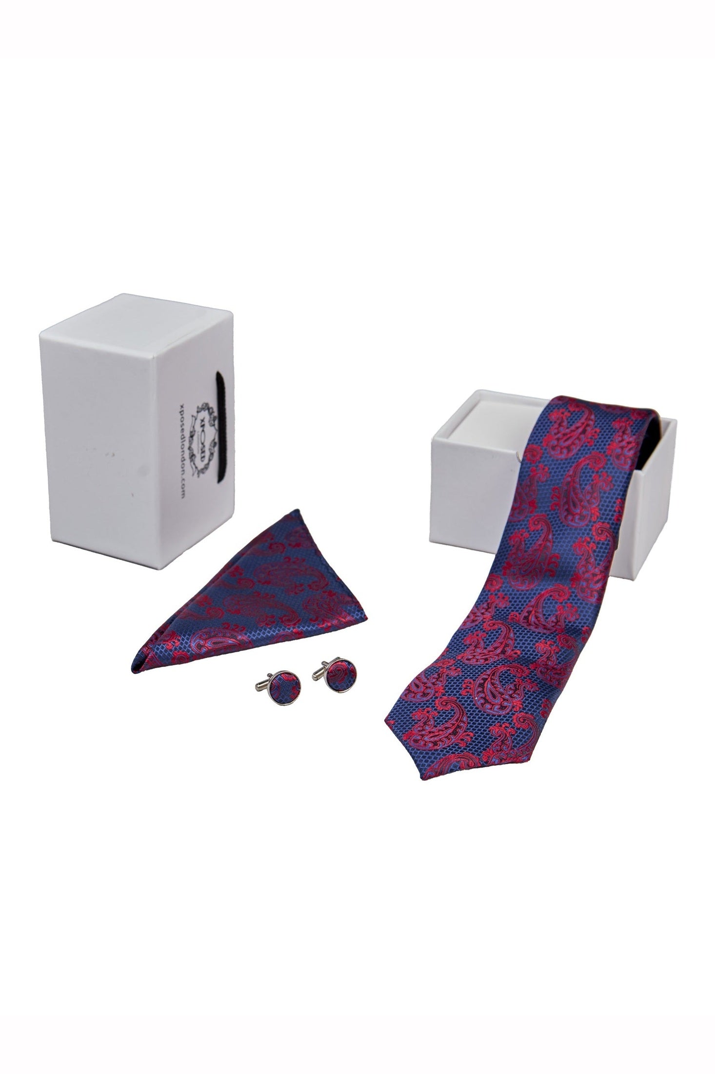 BLUE PAISLEY PRINT NECKTIE SET