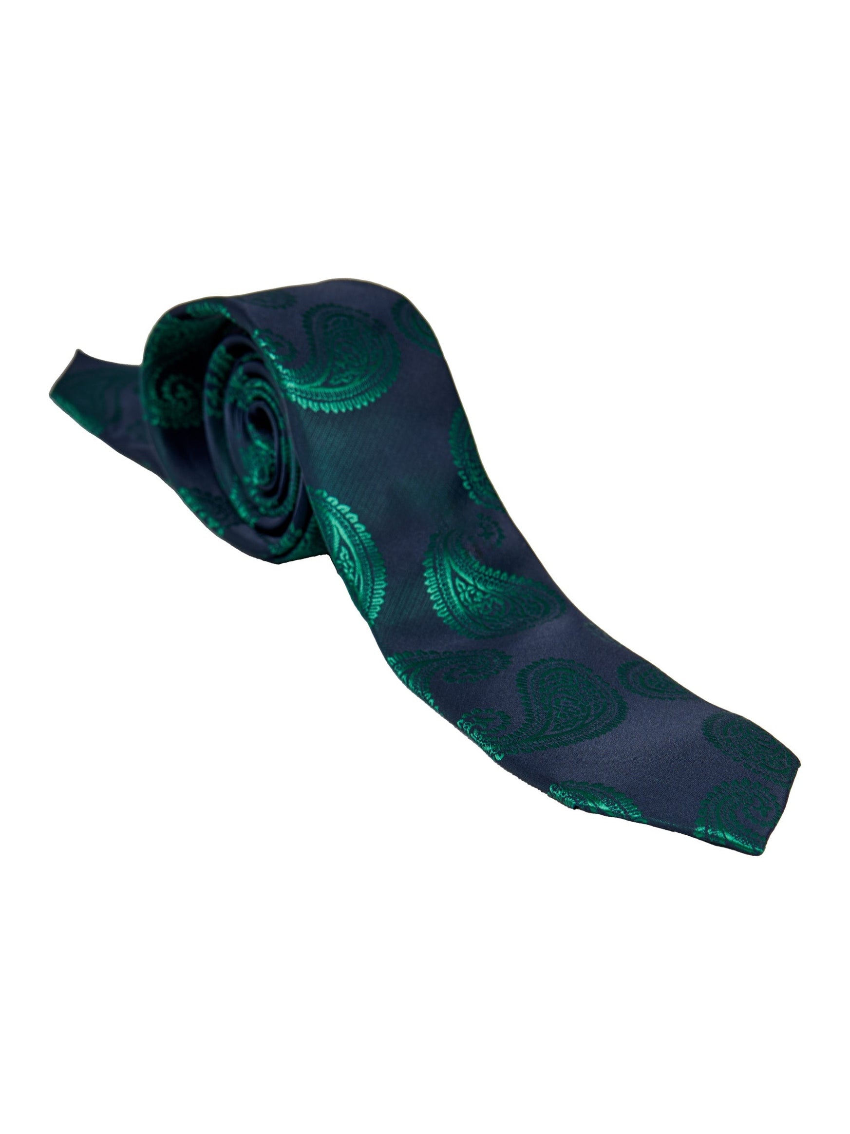 GREEN PAISLEY PRINT NECKTIE SET