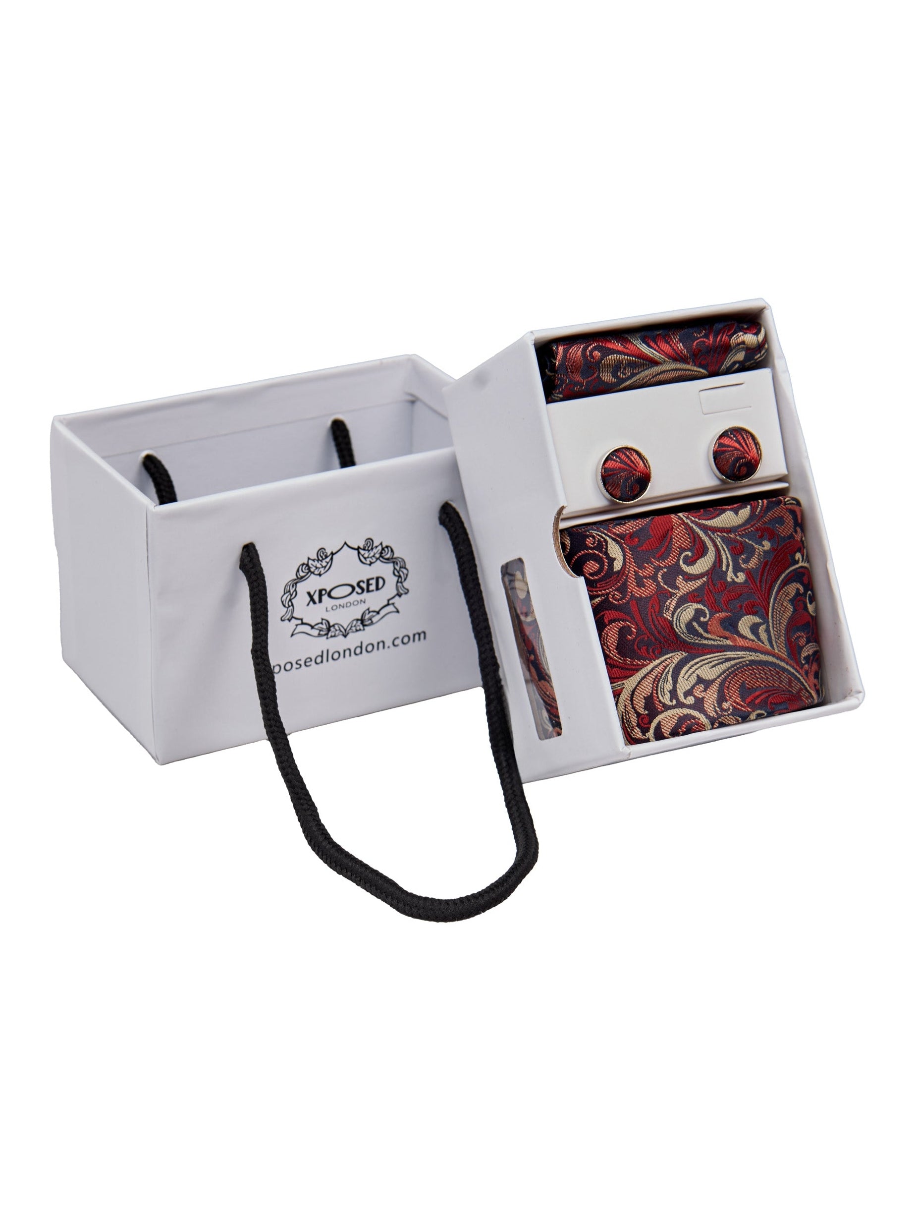 MAROON FLORAL PAISLEY NECK TIE SET