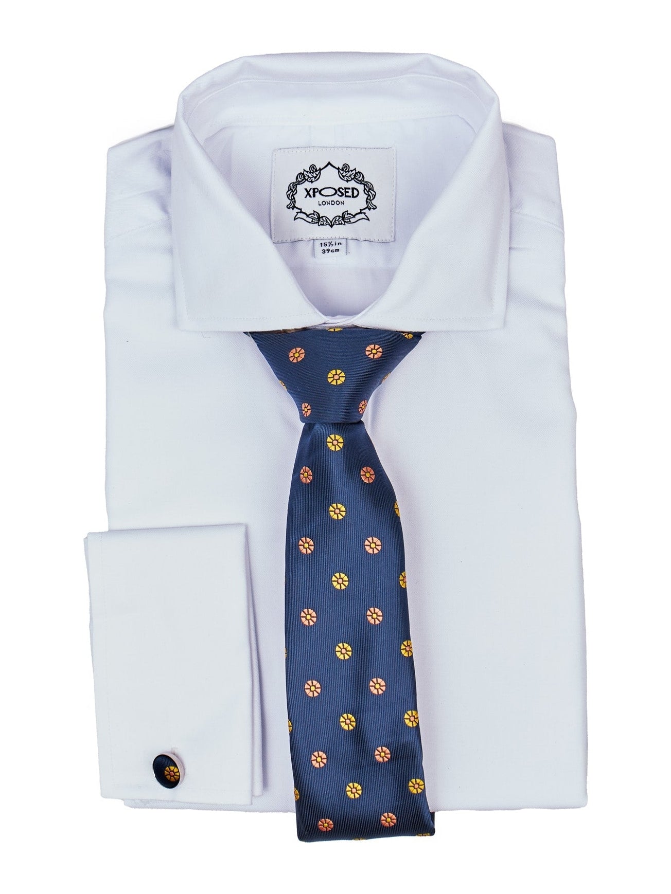 NAVY BLUE MINI FLORAL NECK TIE SET