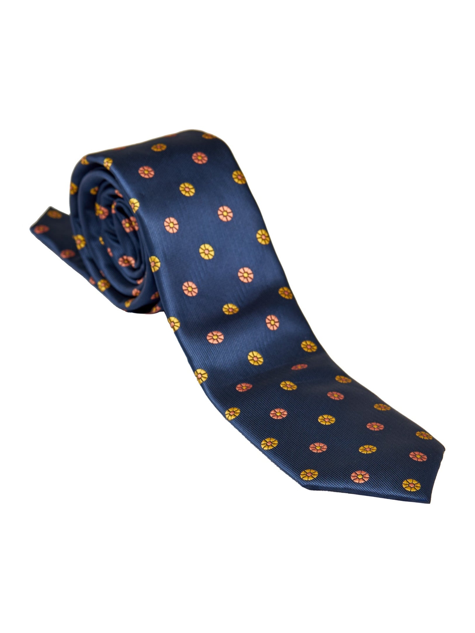 NAVY BLUE MINI FLORAL NECK TIE SET