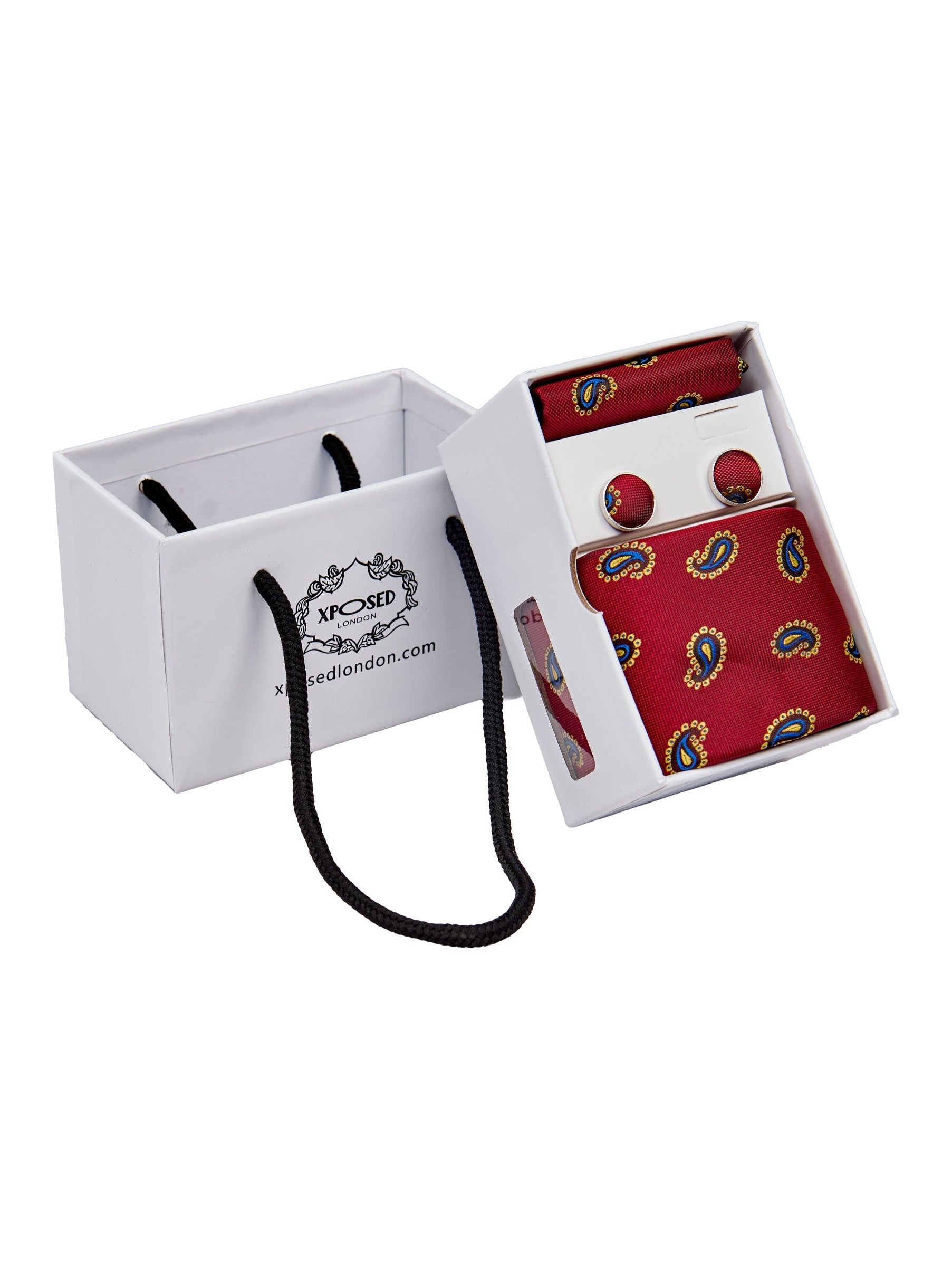 RED PAISLEY PRINT NECKTIE SET