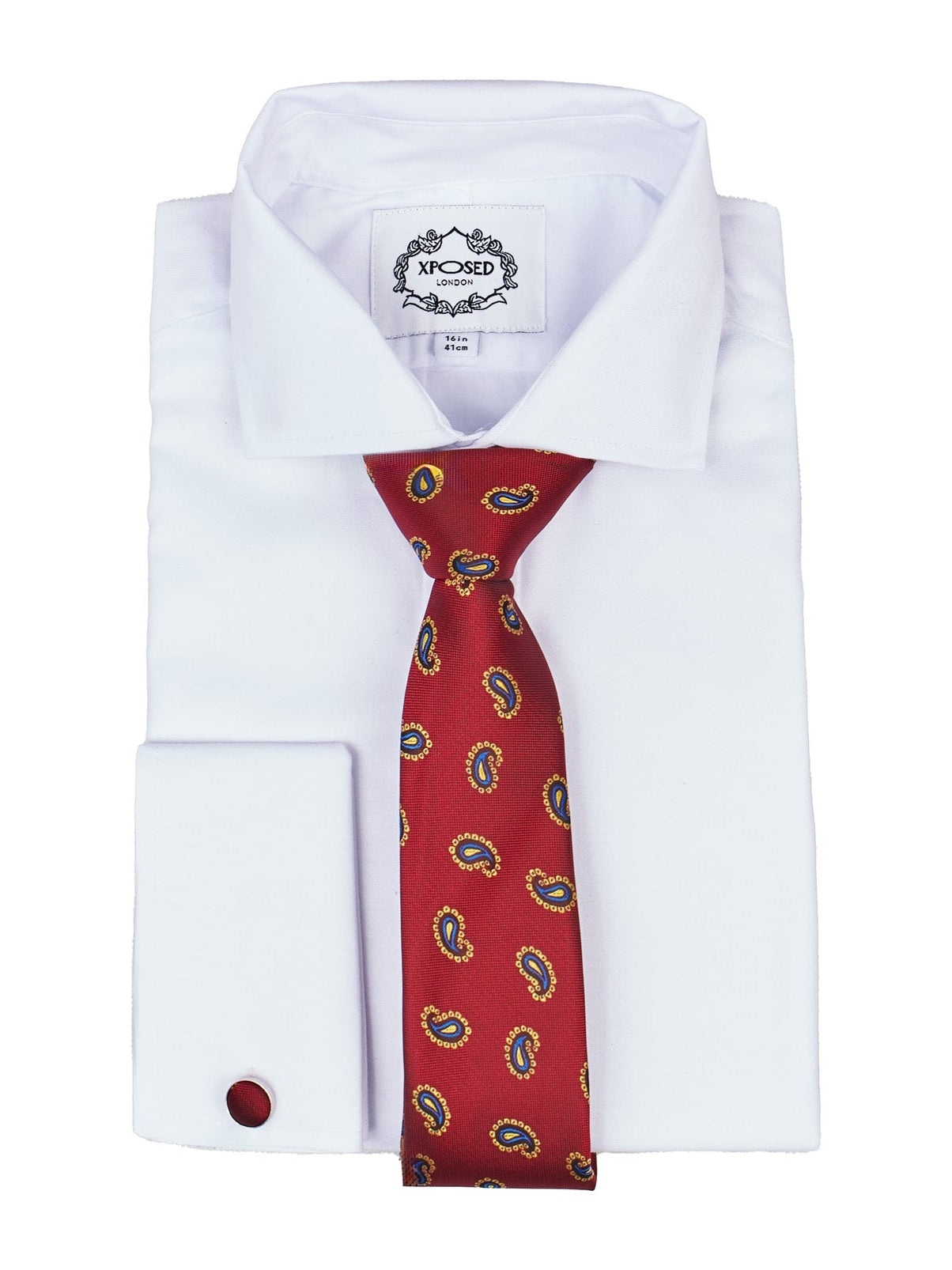 RED PAISLEY PRINT NECKTIE SET