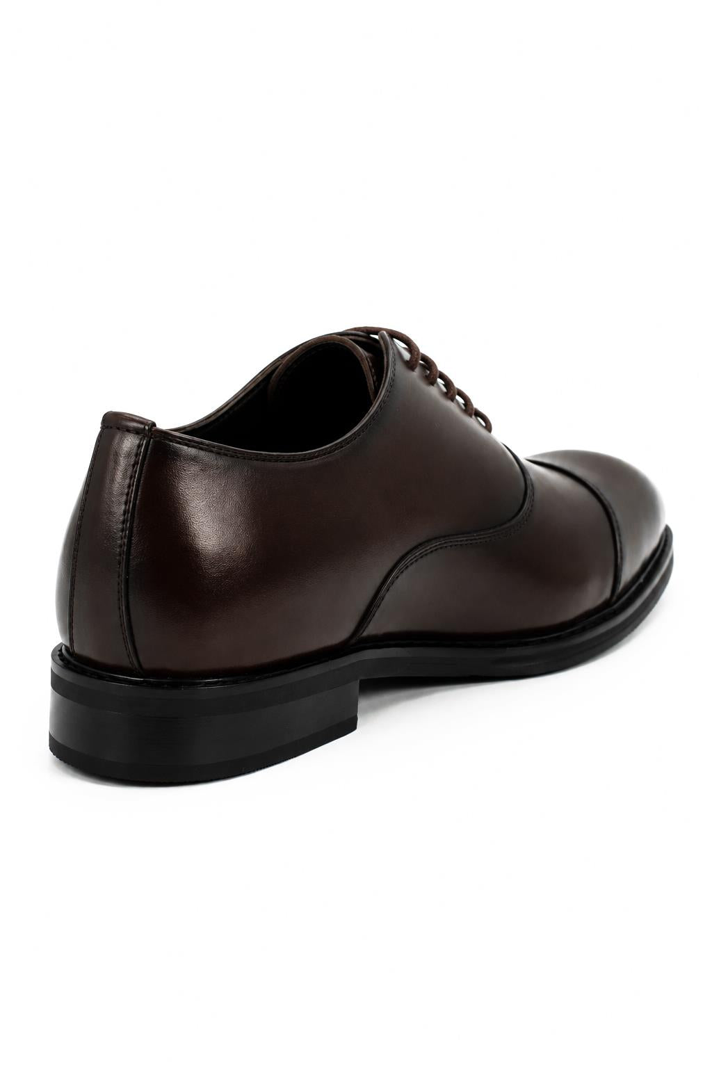 Men's Classic Brown Faux Leather Toe Cap Oxford Lace-up Shoes Sartorial Shoes
