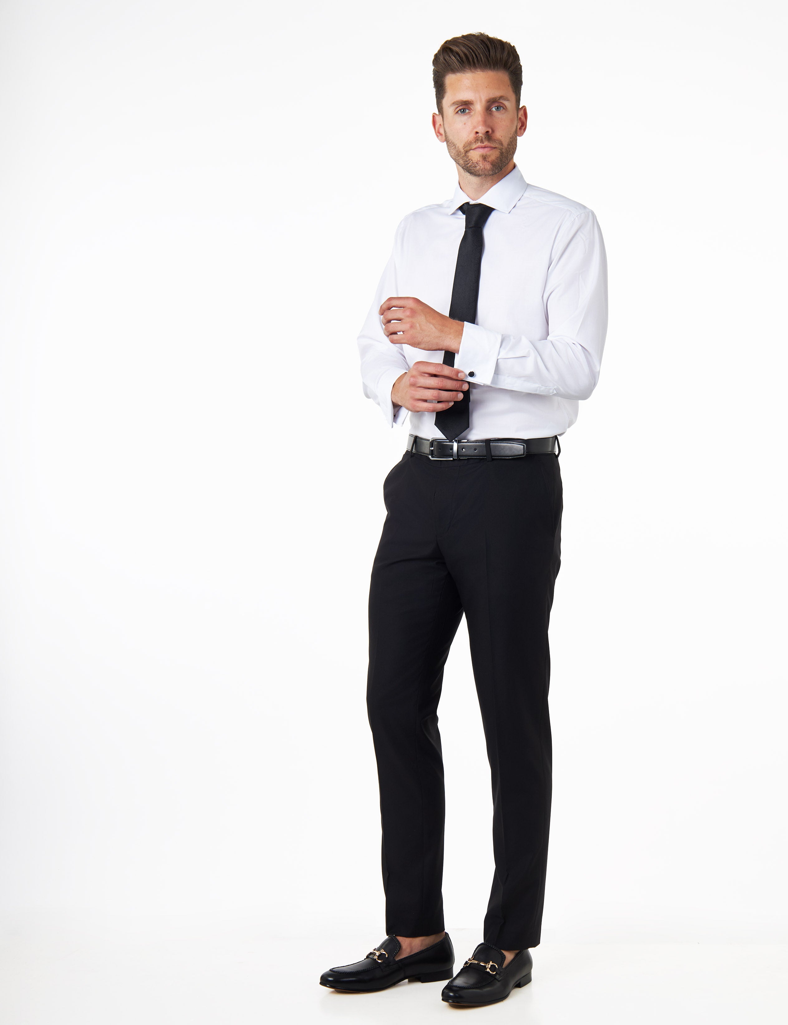 White Shirt with Double Cufflinks