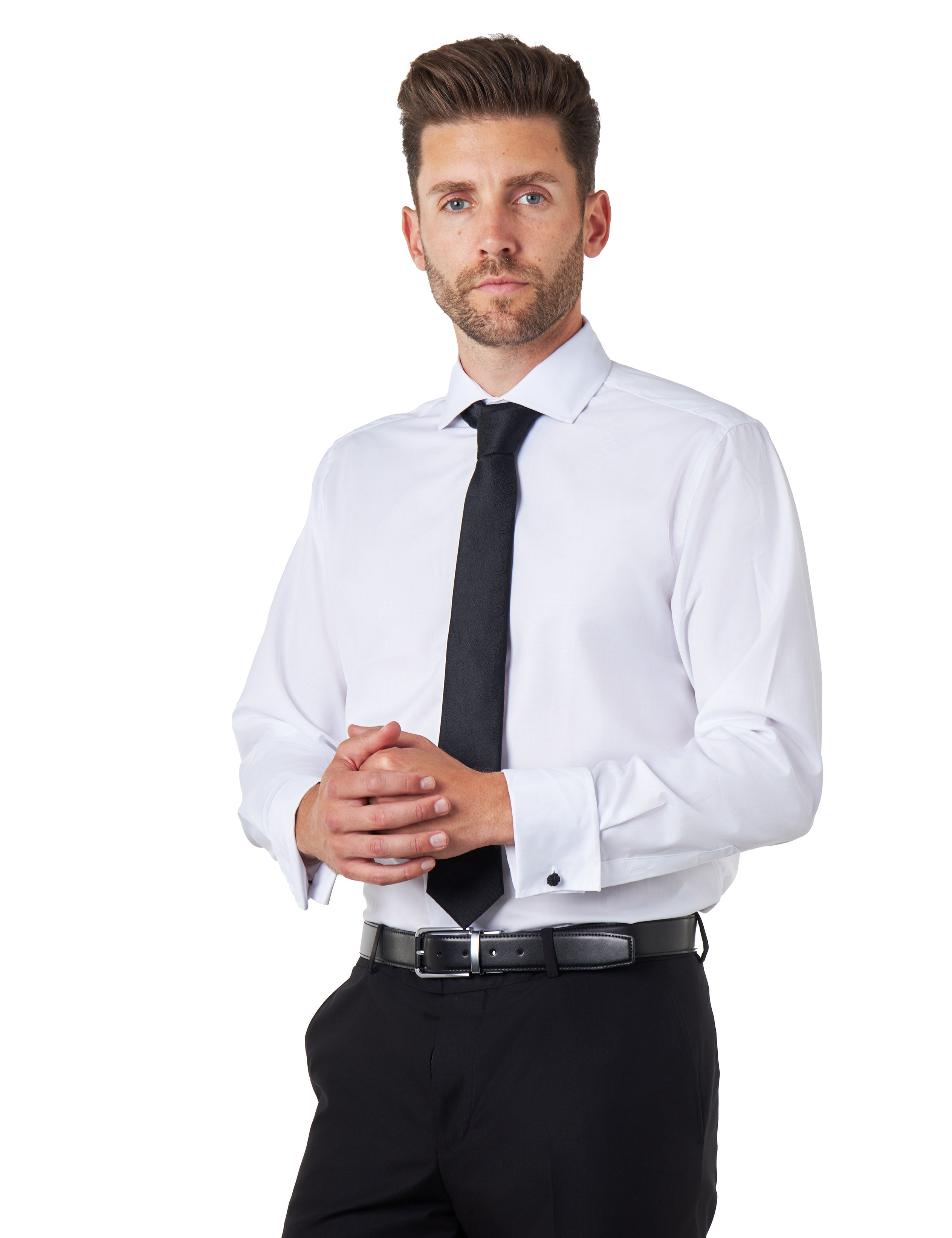 White Shirt with Double Cufflinks