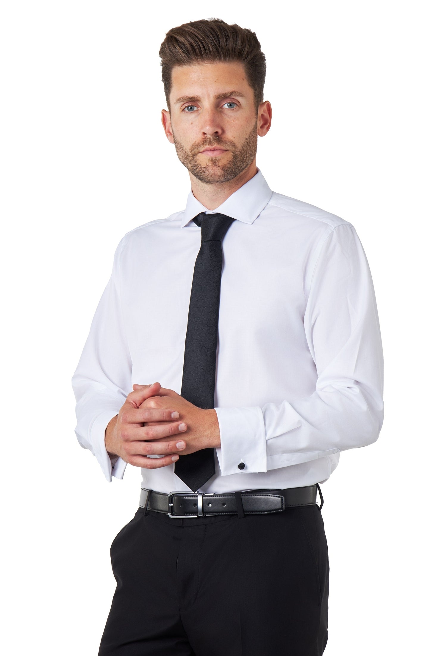 White Shirt with Double Cufflinks