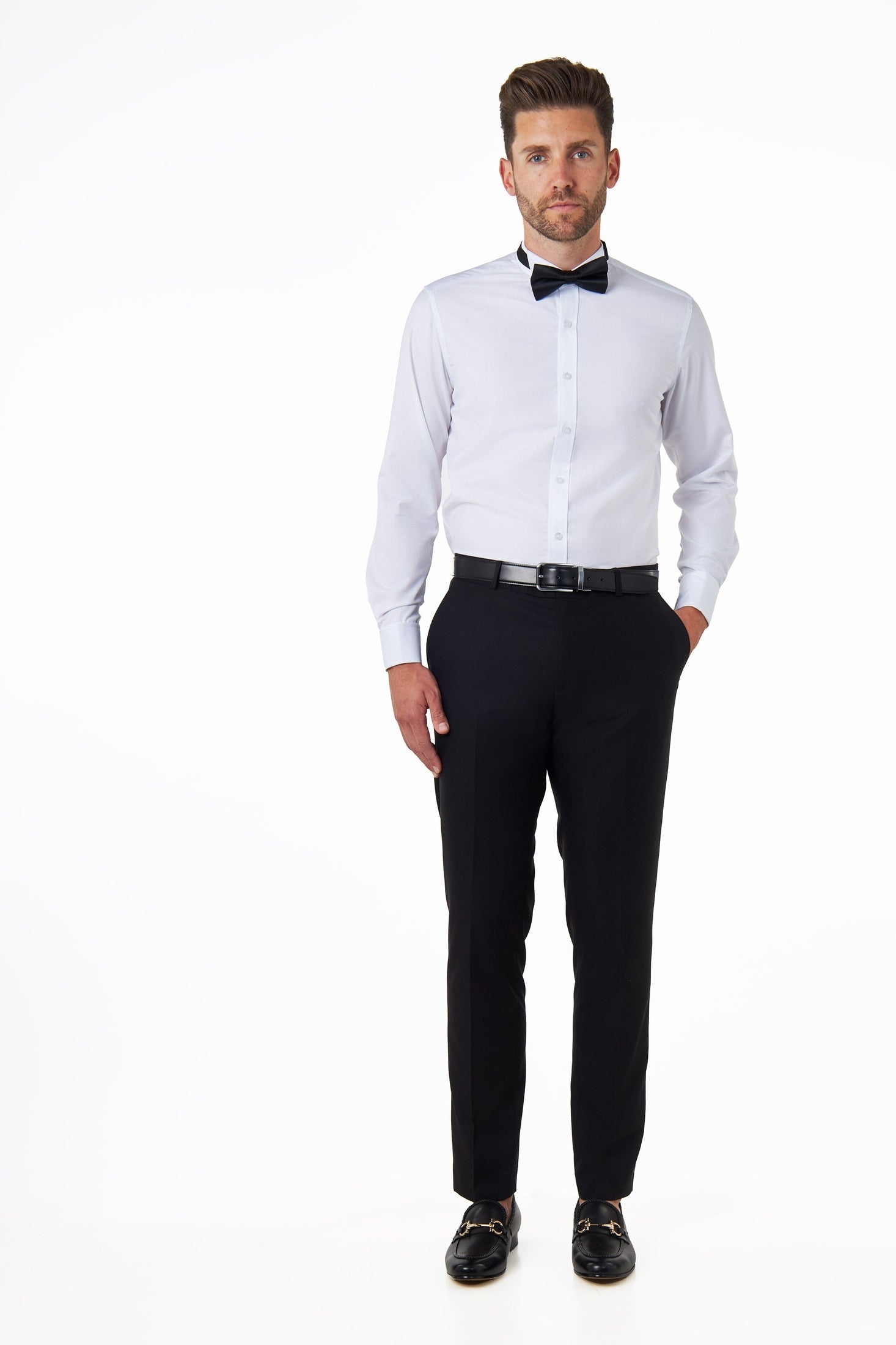 WHITE TUXEDO WING COLLAR SHIRT