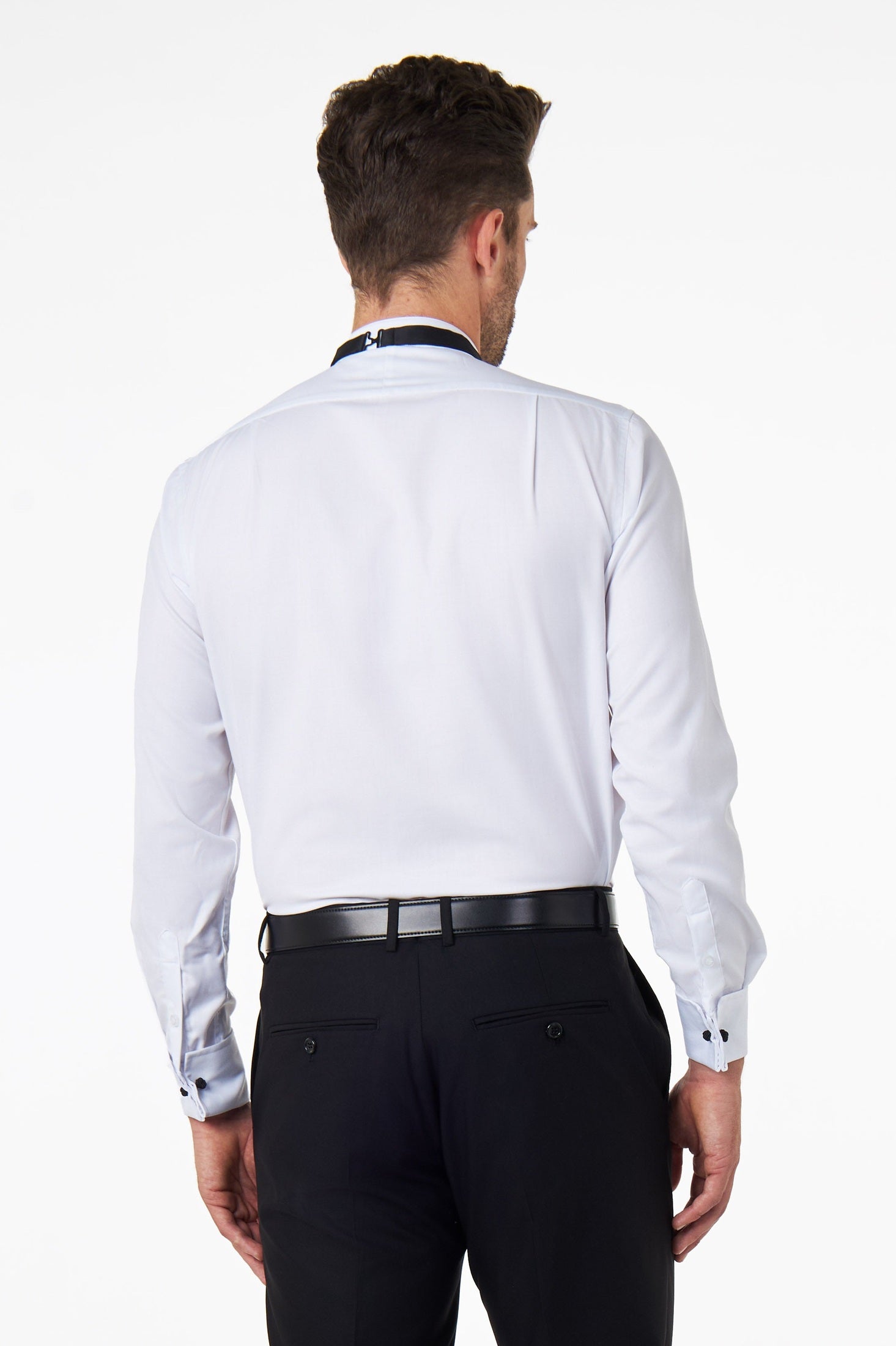 WHITE TUXEDO WING COLLAR SHIRT