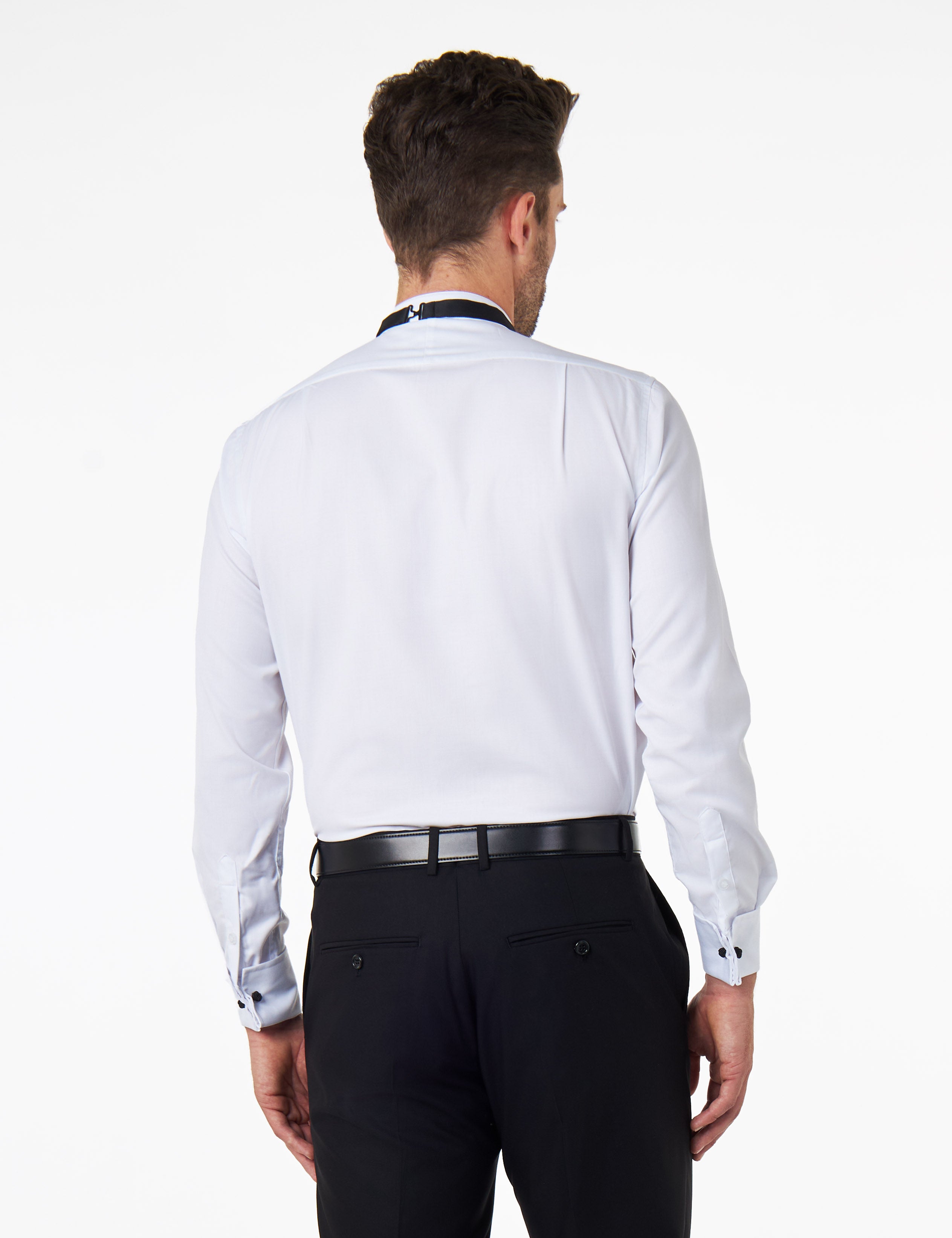 WHITE TUXEDO WING COLLAR SHIRT