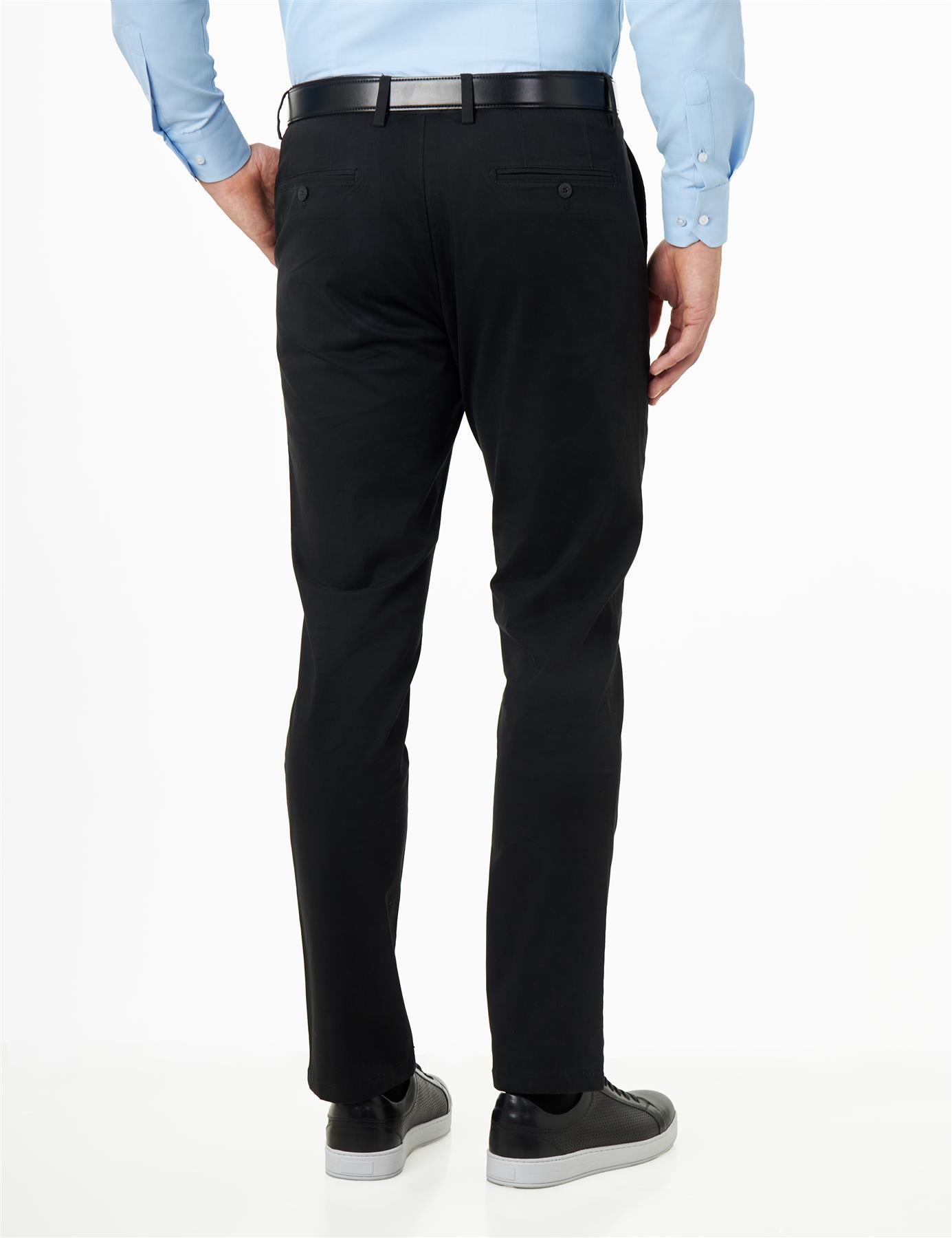 BLACK MENS STRETCH COTTON SMART CHINOS