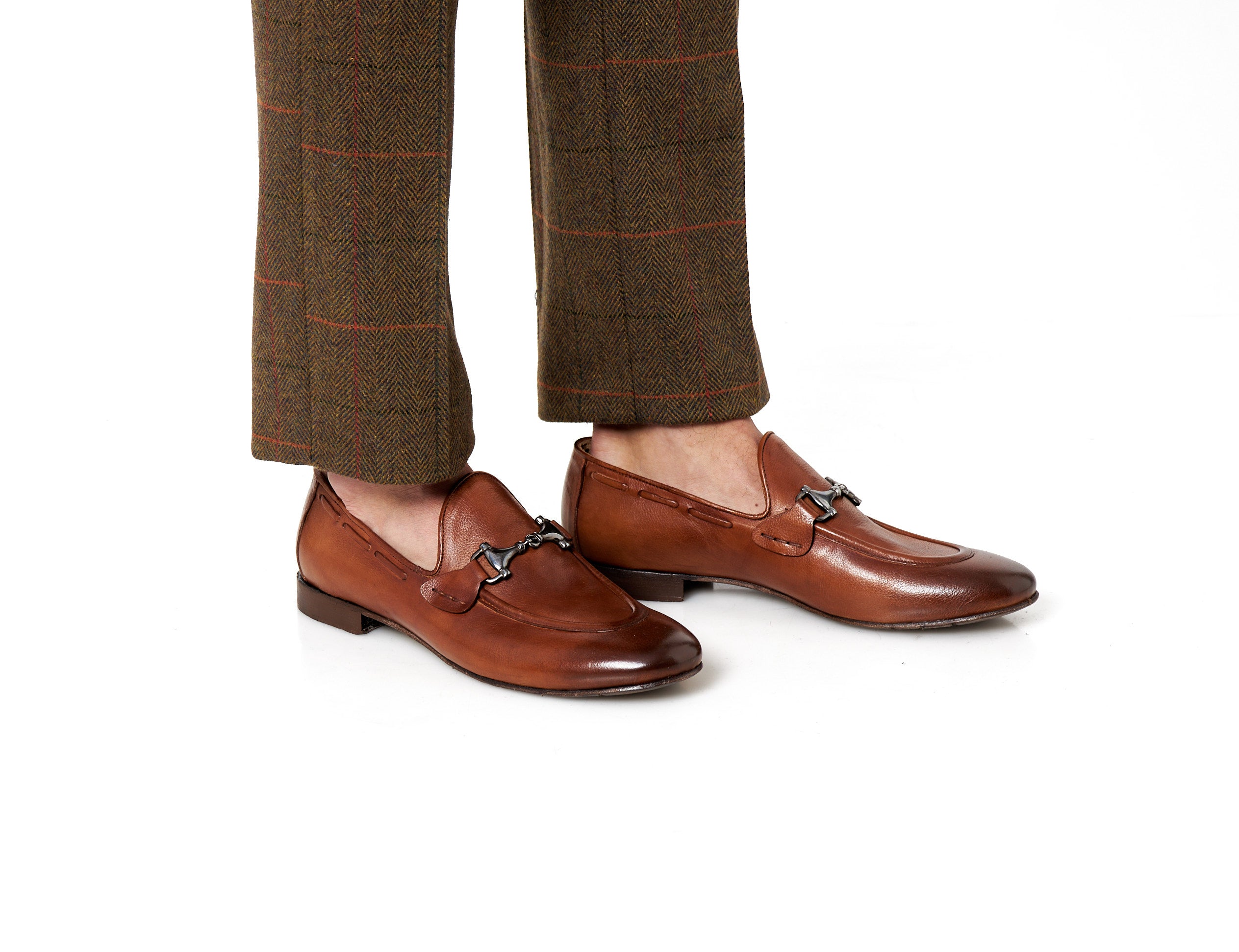 NAPLES 02 - ITALIAN LEATHER SNAFFLE BIT LOAFER IN BROWN