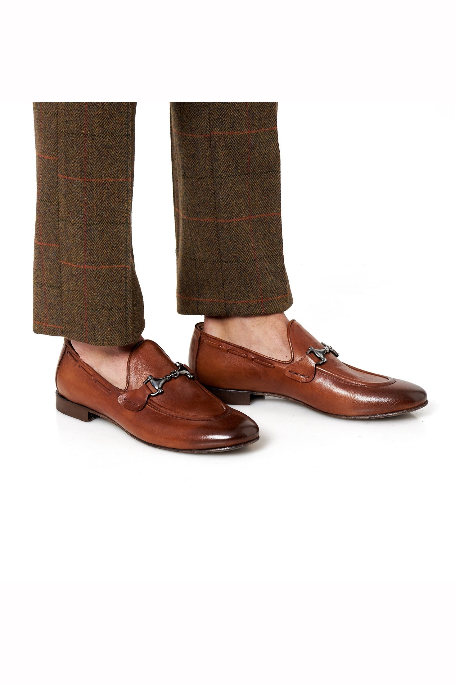 NAPLES 02 - ITALIAN LEATHER SNAFFLE BIT LOAFER IN BROWN