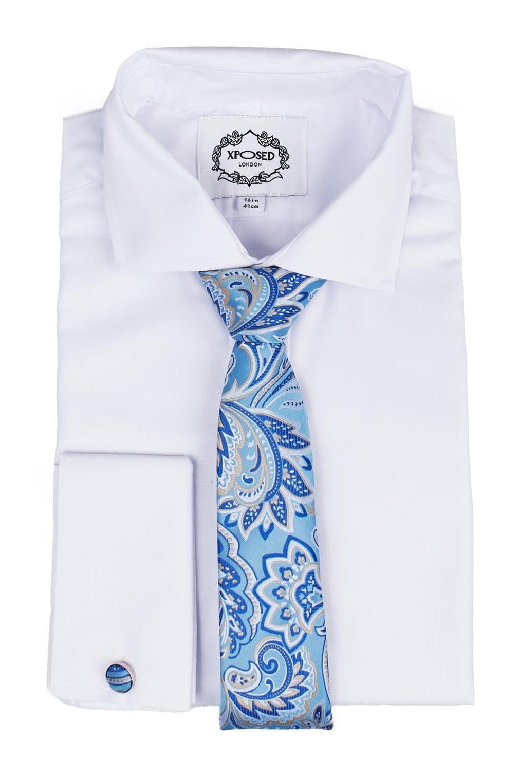 FROZEN BLUE FLORAL PAISLEY NECK TIE SET