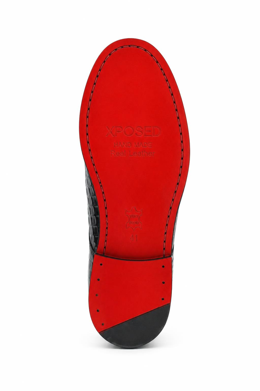 MARLOW Men’s Black Croc-Embossed Leather Moc-Toe Derby Shoes Sartorial Shoes