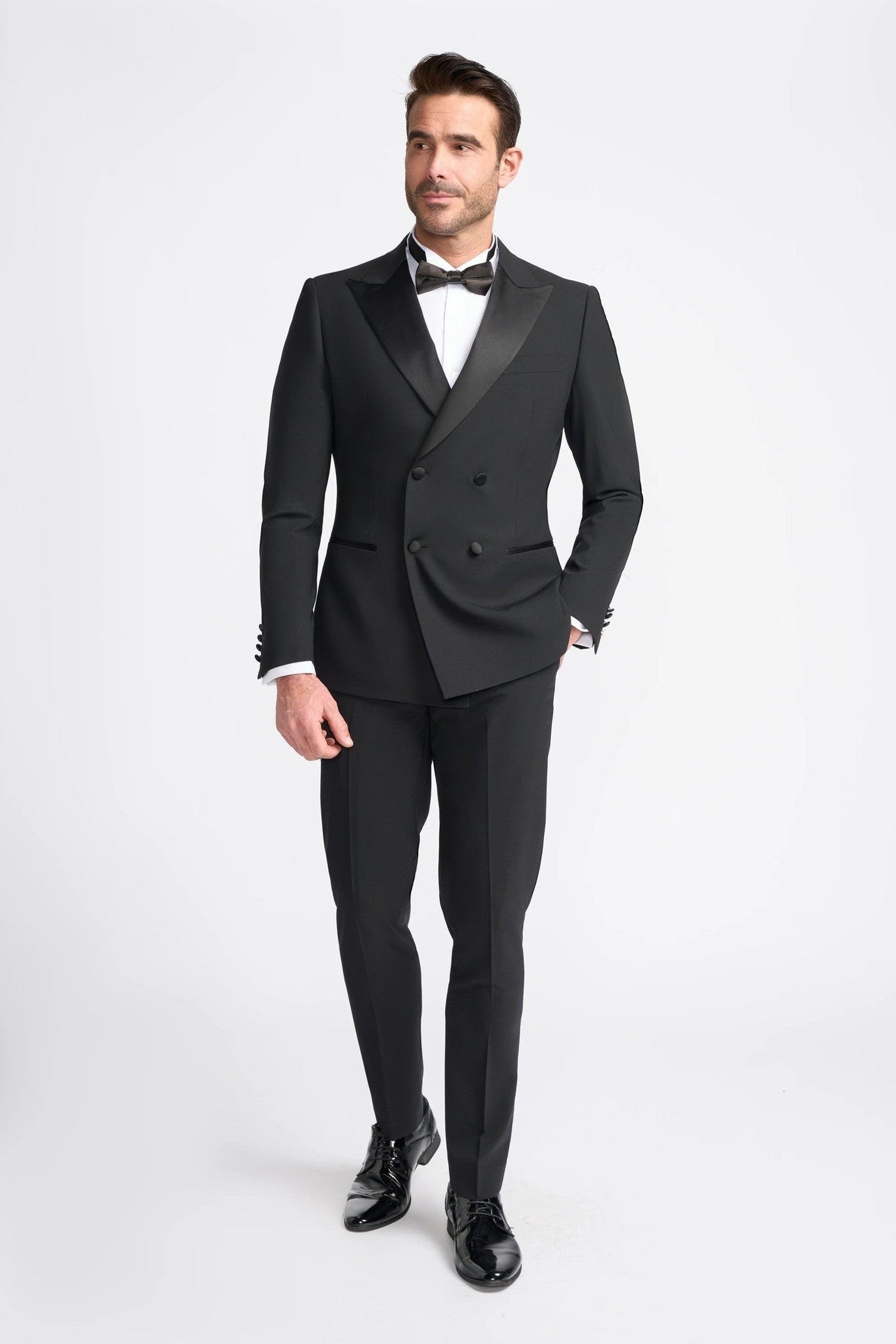 MENS ASPEN BLACK DOUBLE BREASTED SUIT CAVANI